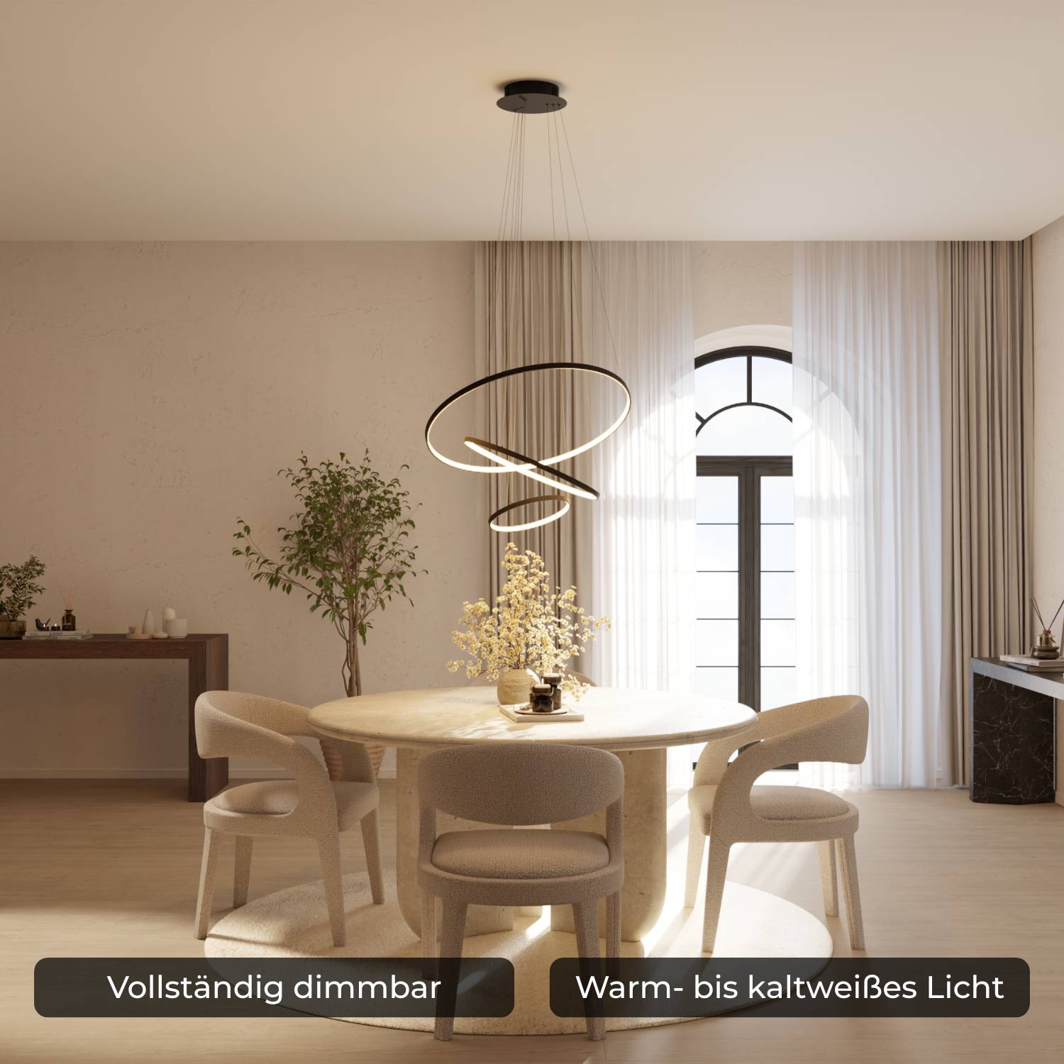 Bela Ring Pendant Light | Modern Design, Adjustable Height
