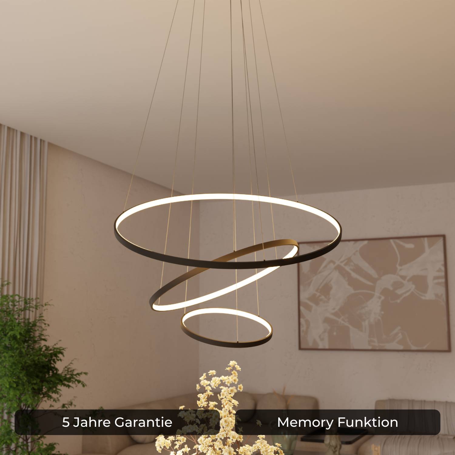 Omeva Pendant Light | Floating Ring Design, Slender Wires