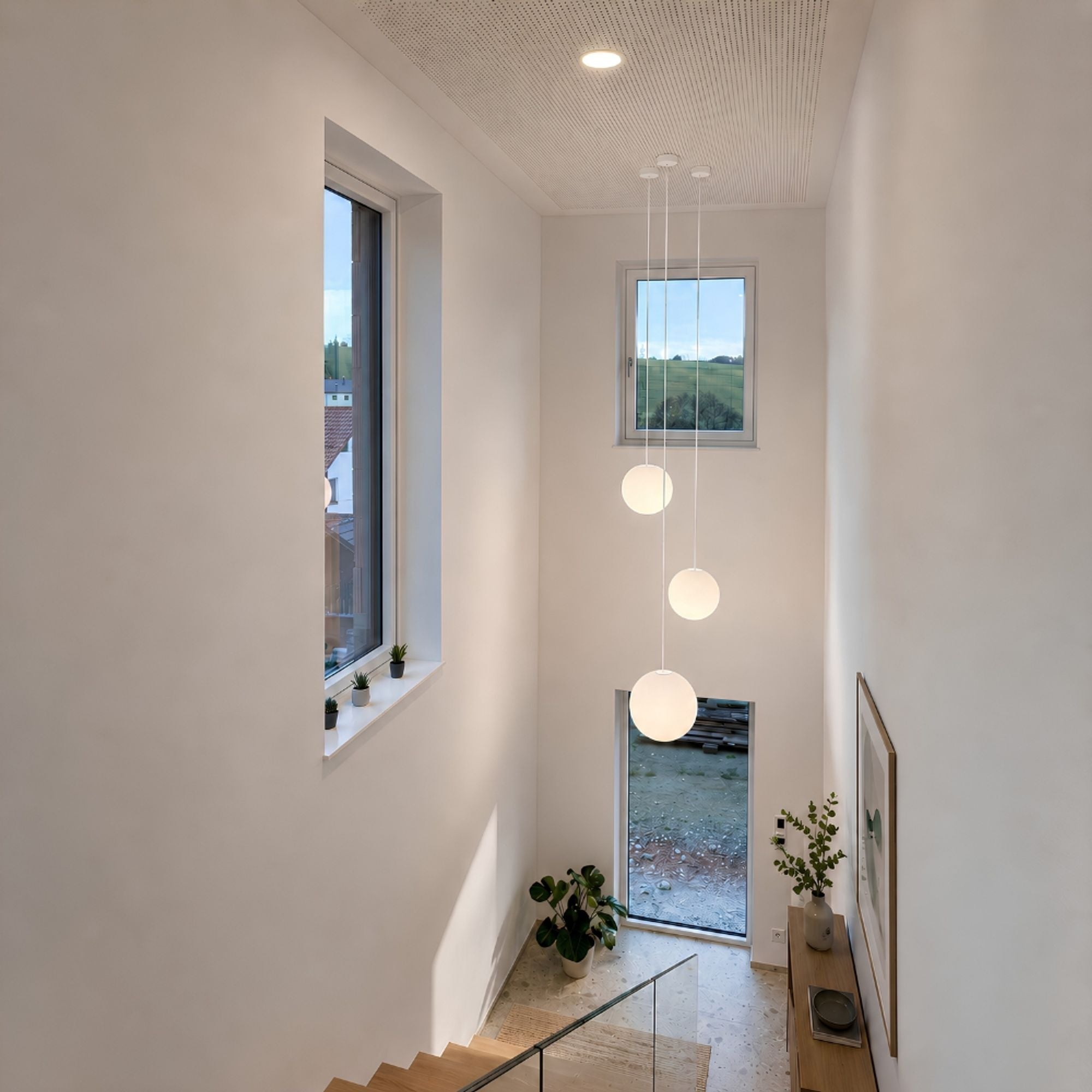 Bela Orb Glass Ball Pendant Light | 5m Suspension, E27 Socket