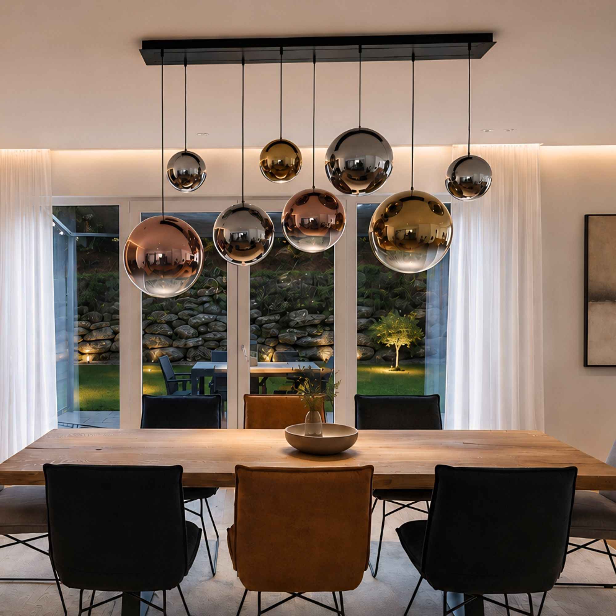 Bello Orb Pendant Lamp | 8-Flame, Customizable Glass Spheres