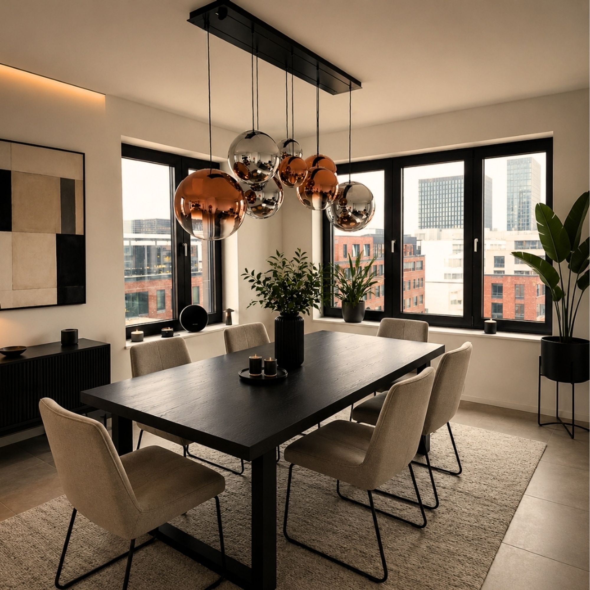 Bela Pendant Lamp | Hand-Blown Glass, 150cm Black Textile Cable