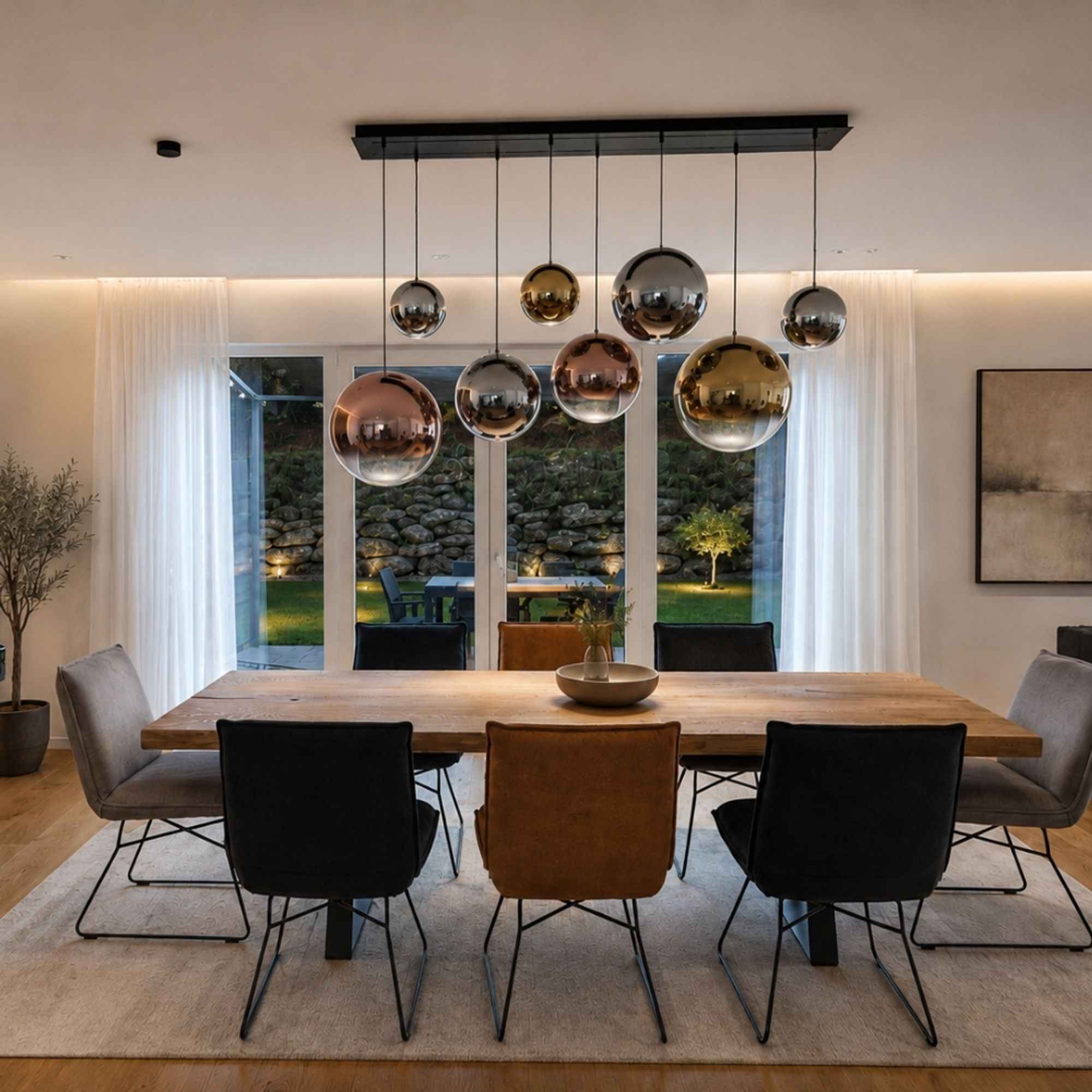 Bela Pendant Lamp | Hand-Blown Glass, 150cm Black Textile Cable