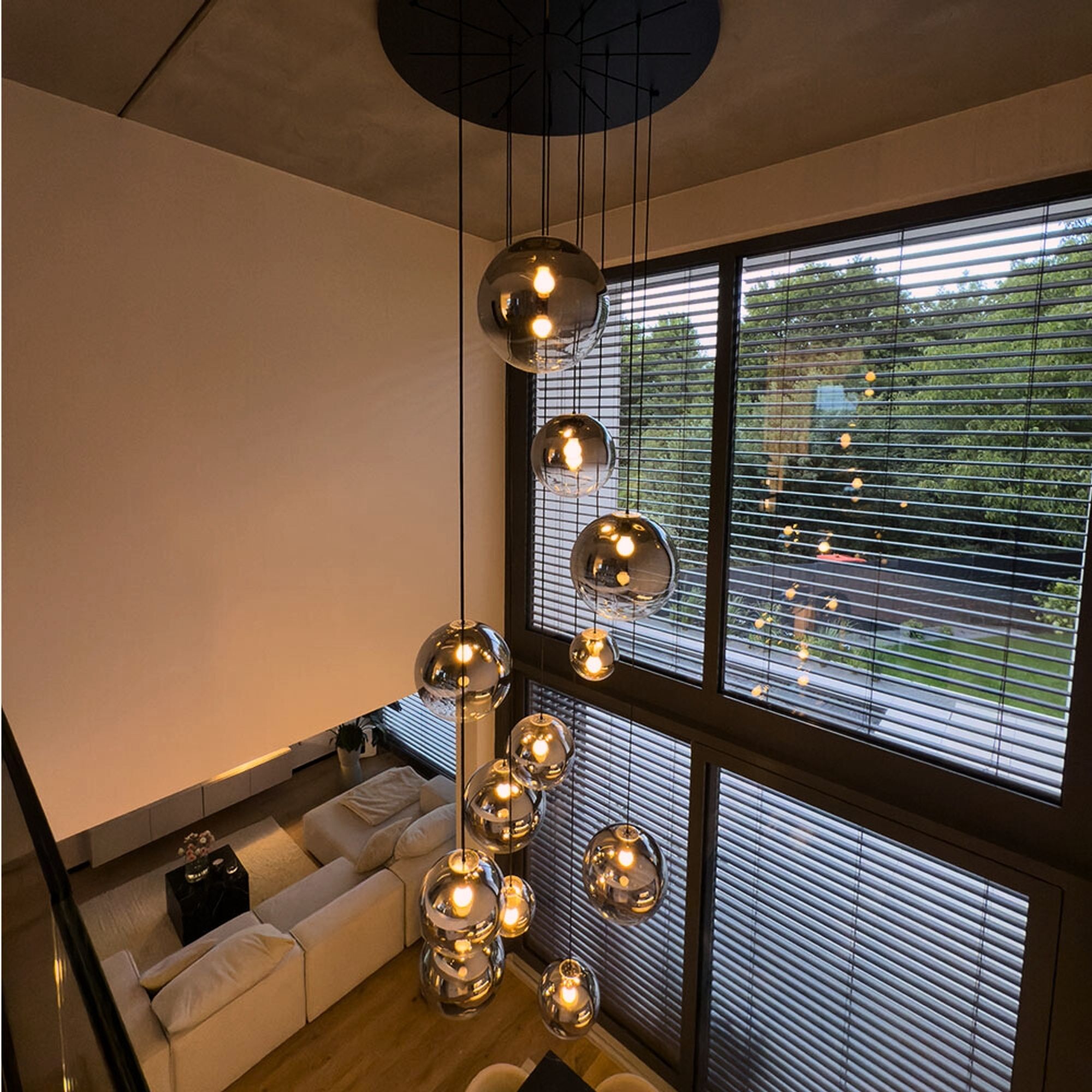 Breeza Orb Gallery Light | 5m Suspension, Clear Glass Ball