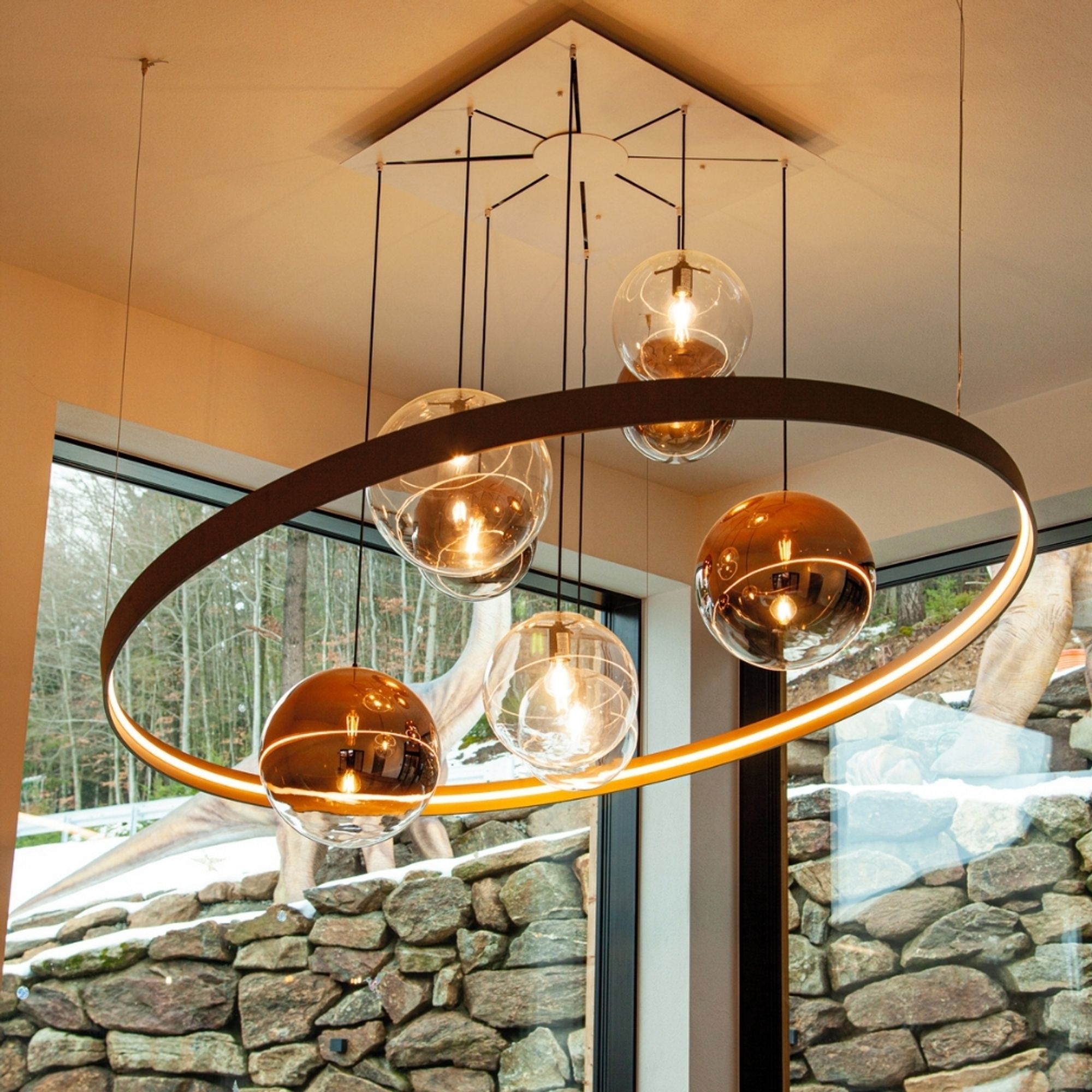 Breeza Orb Gallery Light | 5m Suspension, Clear Glass Ball
