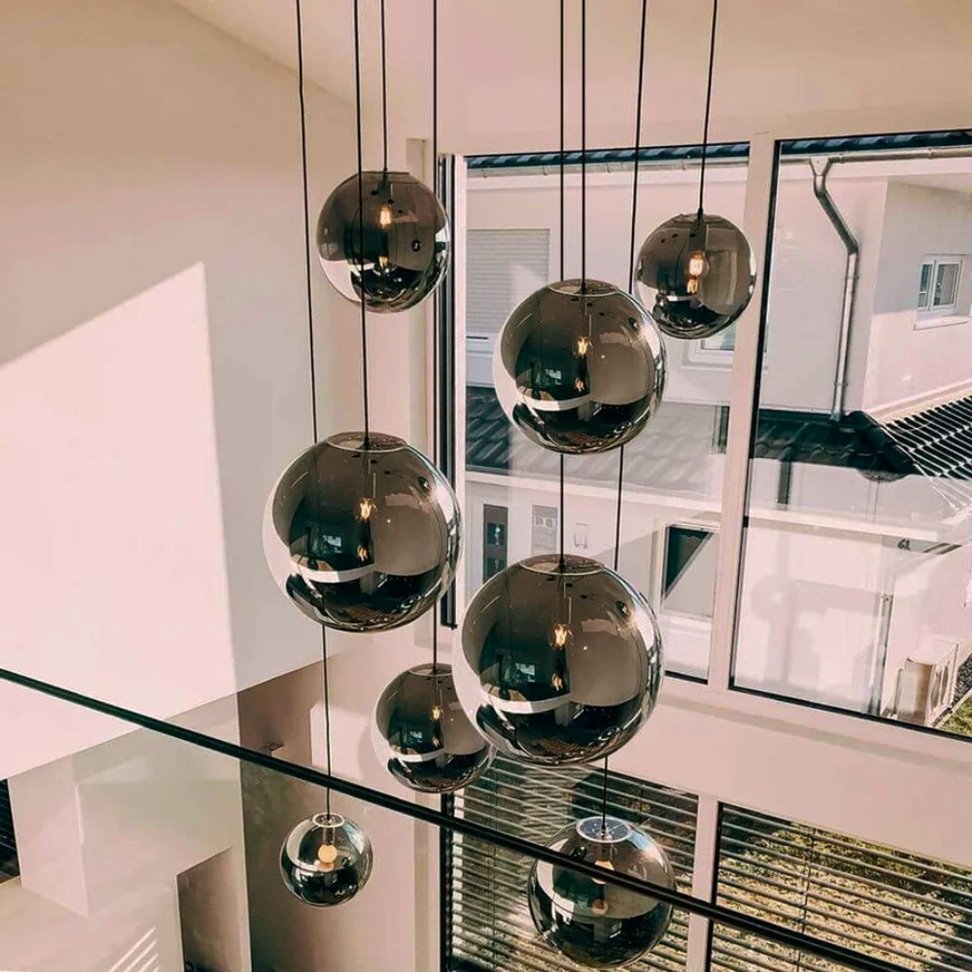 Breeza Orb Gallery Light | 5m Suspension, Clear Glass Ball