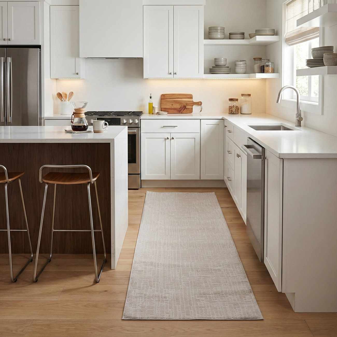 Luxe Leanna Area Rug  Machine Washable Polyester  Cream