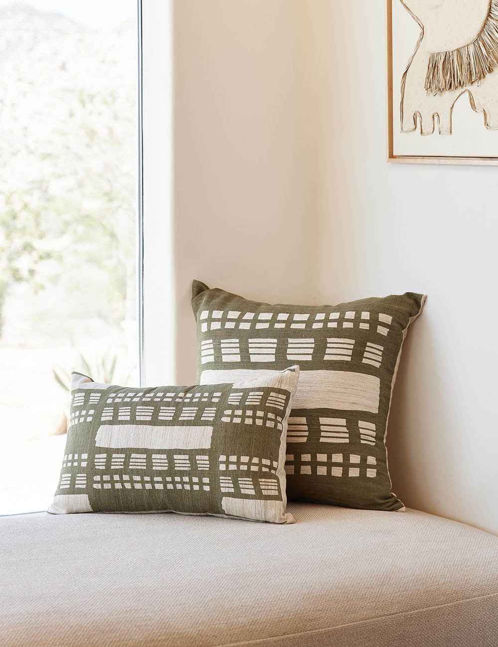 Basil Stonewalk Pillow | Rich Green Mosaic Design