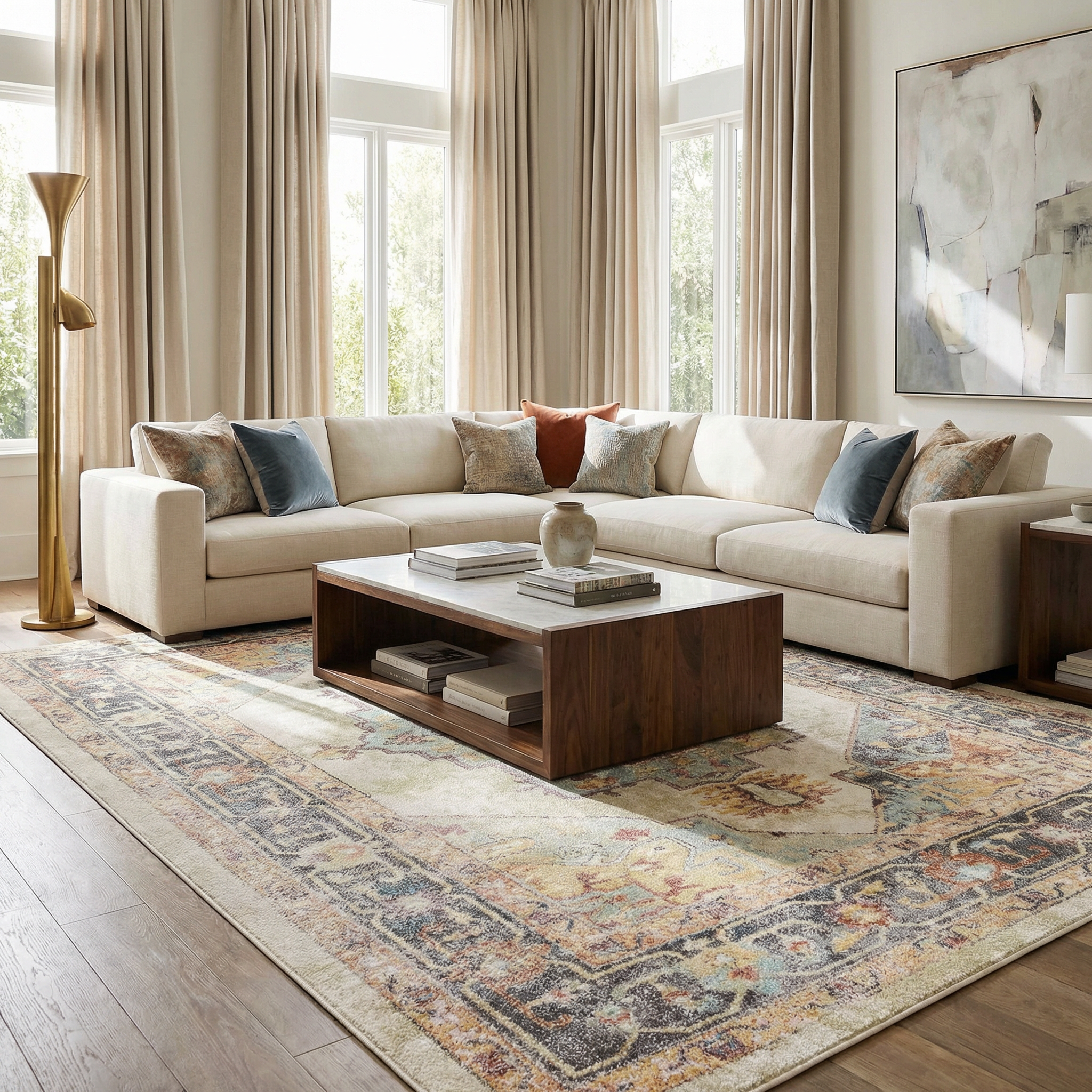 Bello Area Rug  Machine Woven  Light Blue, Traditional Style