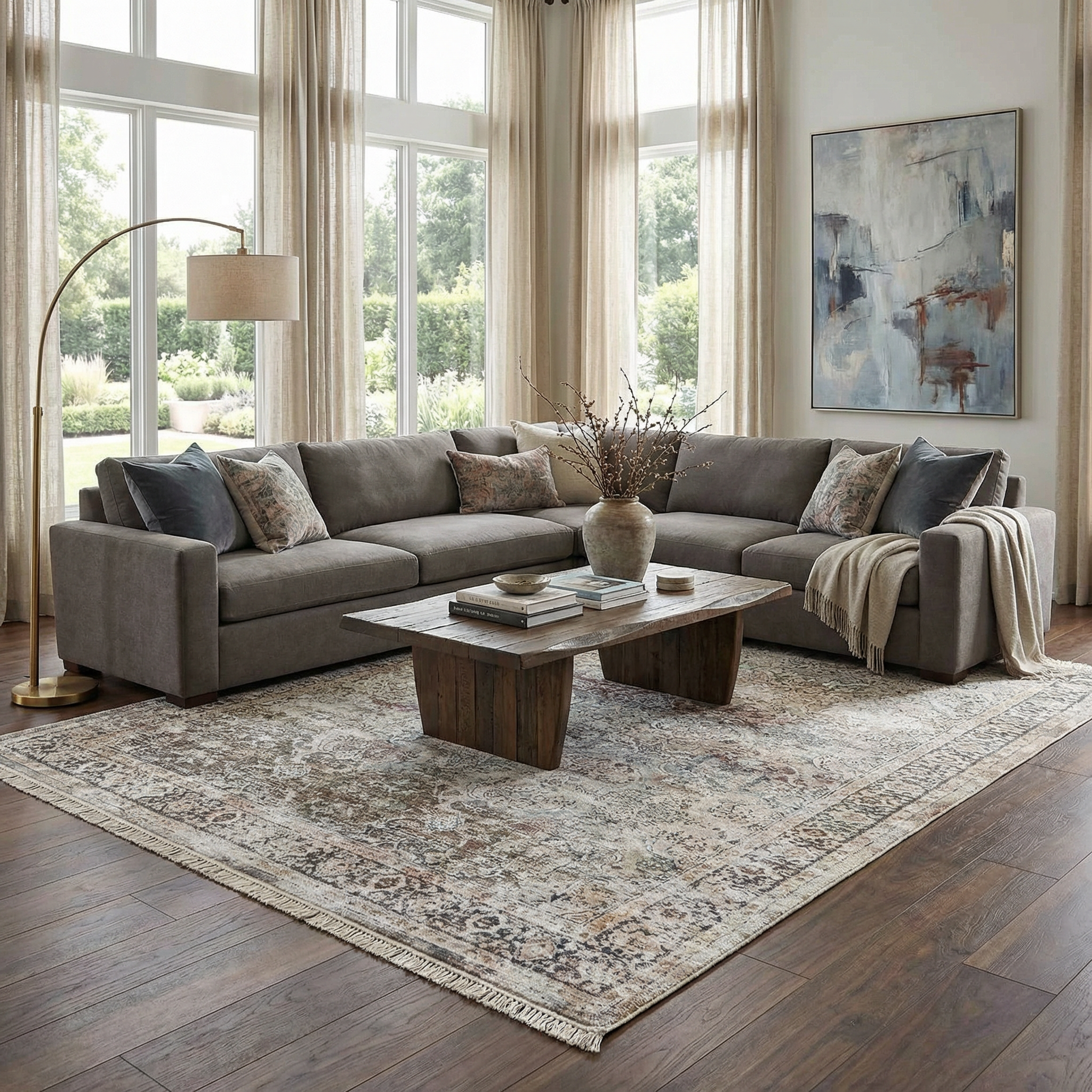 Olivio Washable Area Rug  Vintage Design, Soft Polyester