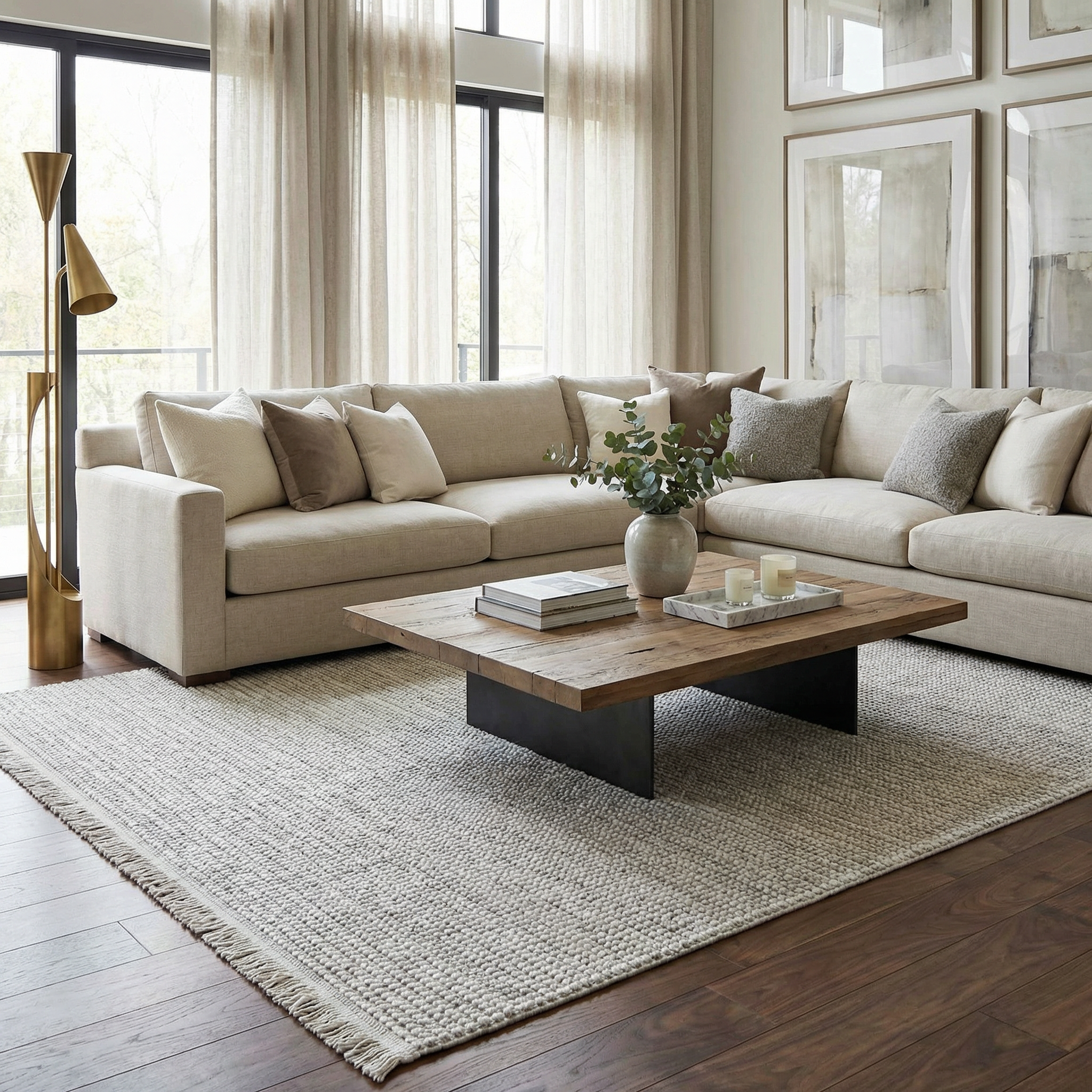 Gala Cream Area Rug  Transitional Style  Low Pile Polyester