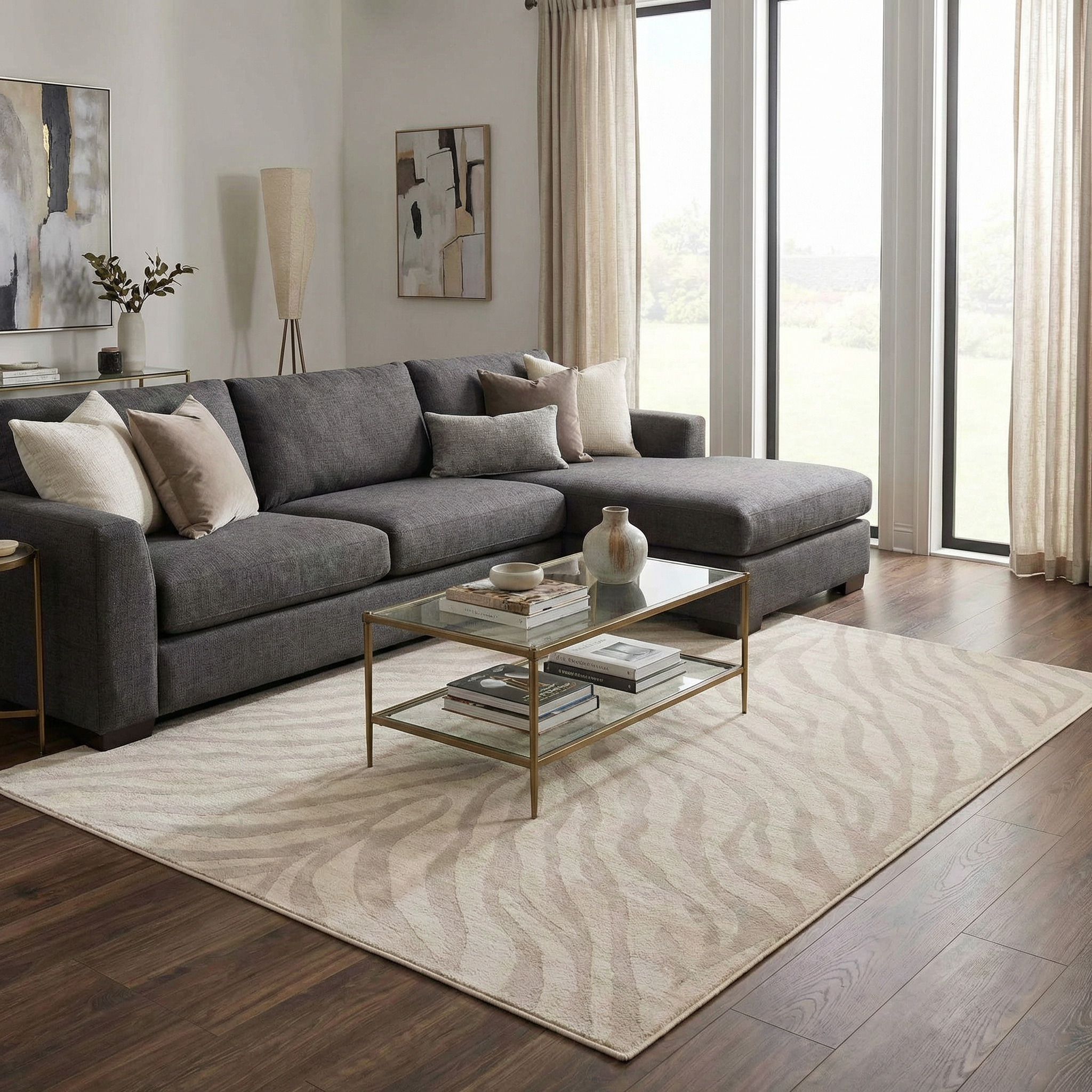 Bela Zebra Print Area Rug  Machine Woven  100% Polypropylene