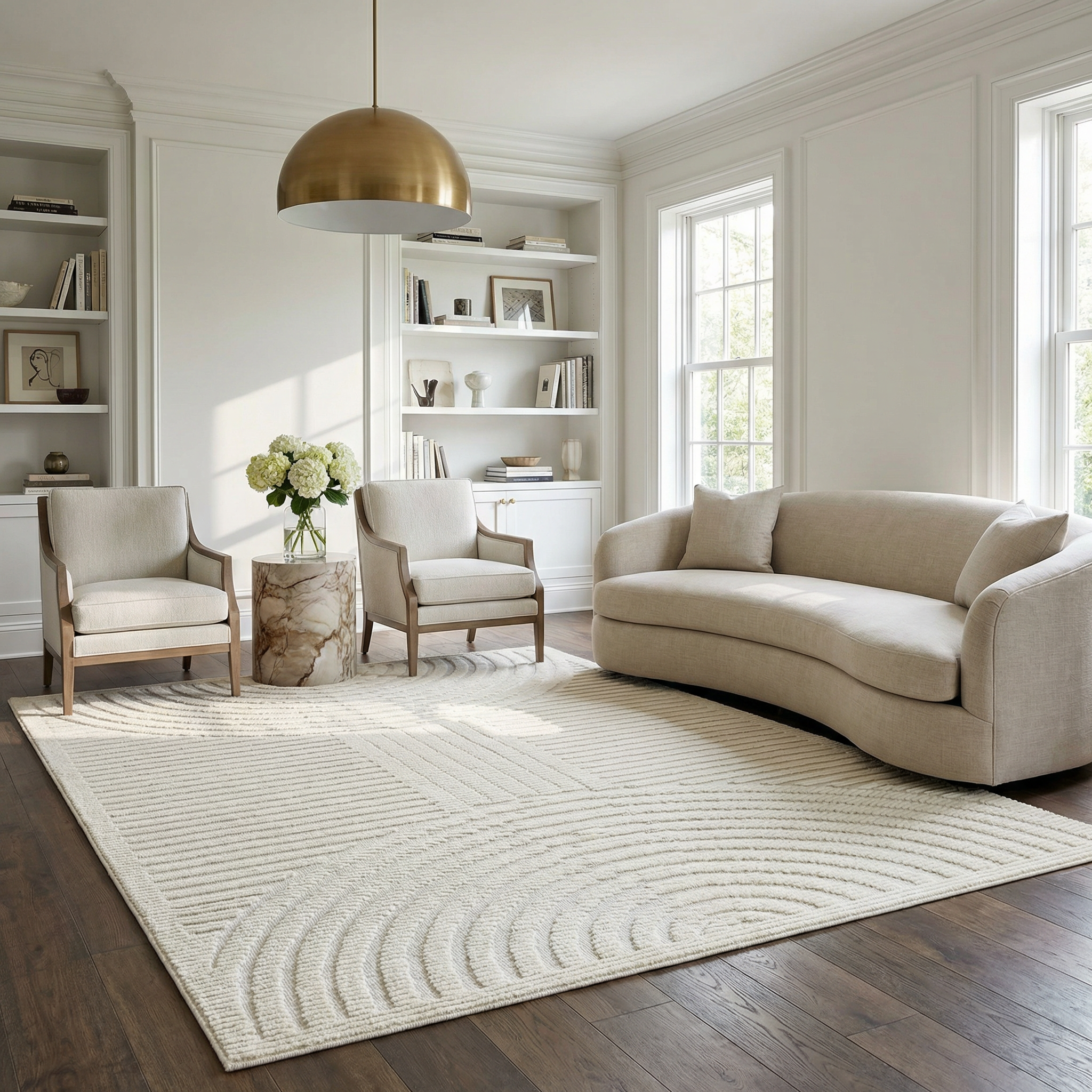 Davo 3D Rug Machine Washable Medium Pile Off-White