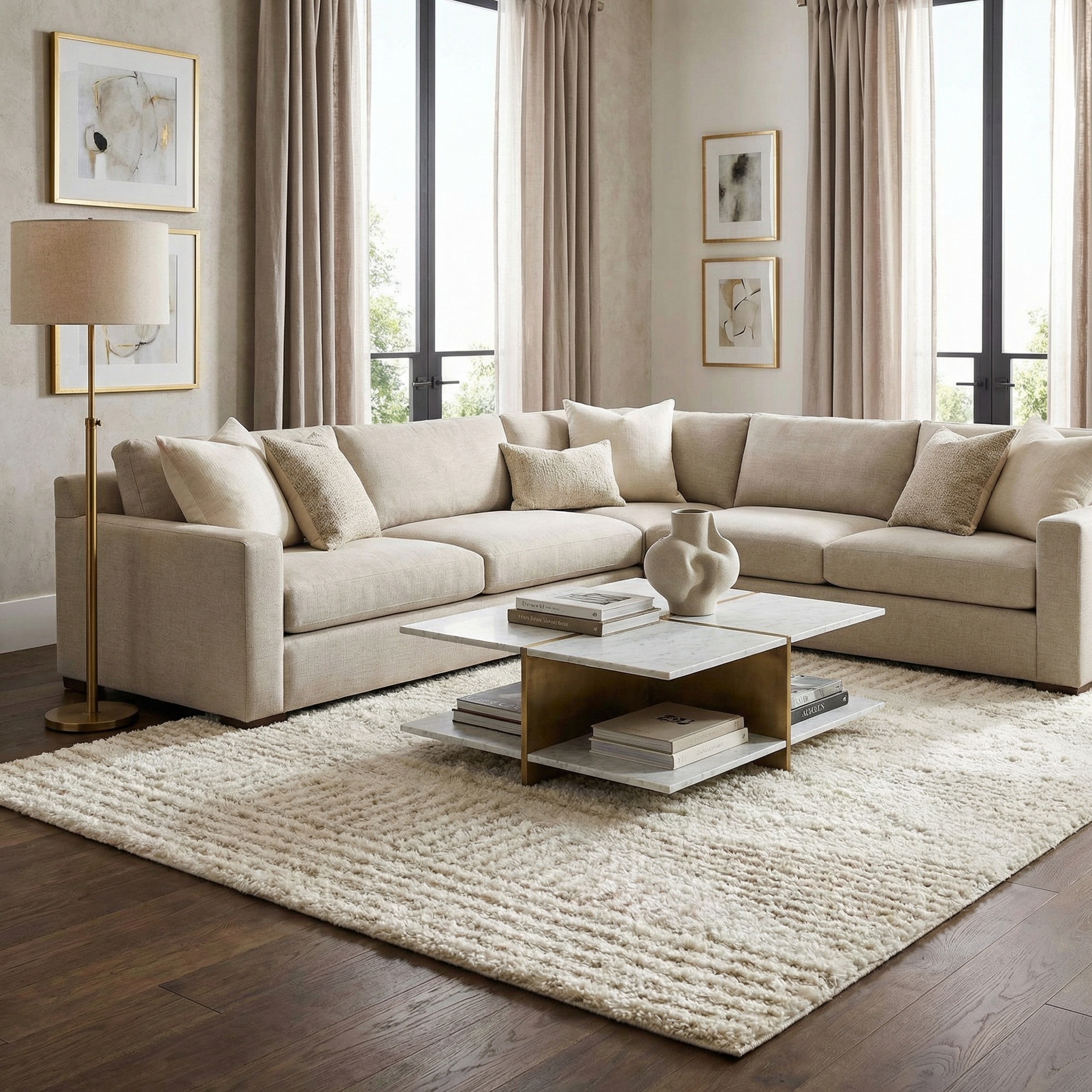 Bello Plush Rug  Light Beige  Machine Woven  1.18" Pile Height