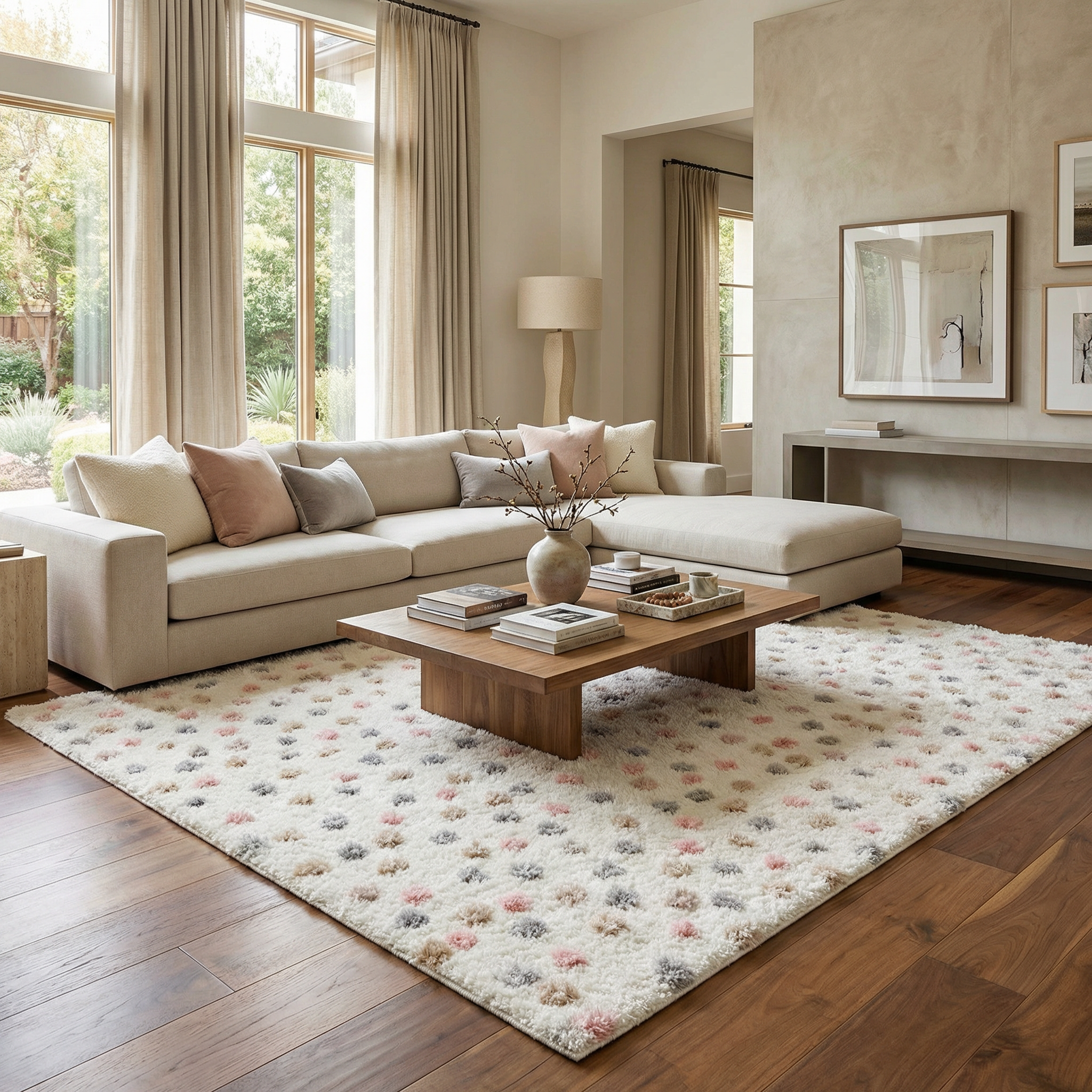 Cansu Area Rug  Plush Pile, Machine Woven, Contemporary Design