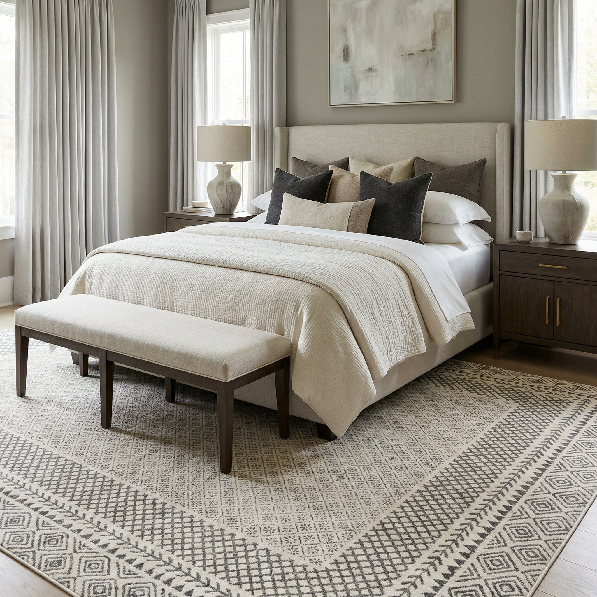 Bela Area Rug  Soft Neutral Colors, Medium Pile