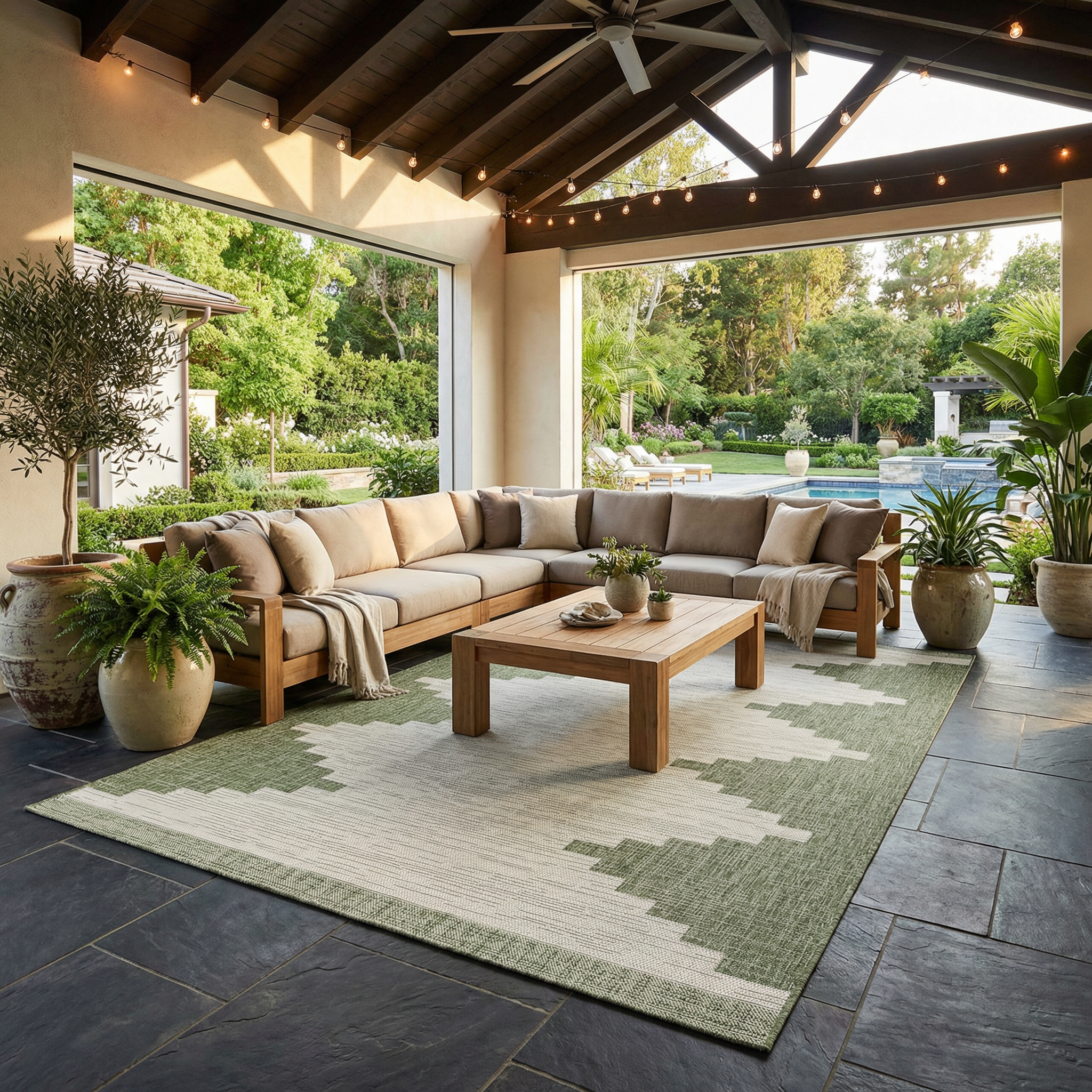 Dune Outdoor Rug  Aztec Pattern, 100% Polypropylene