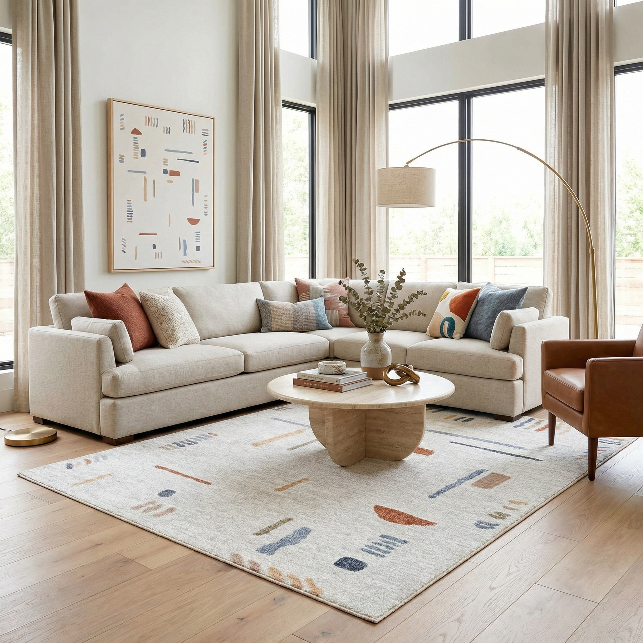 Aria Modern Rug  Machine Washable, Medium Pile Polyester