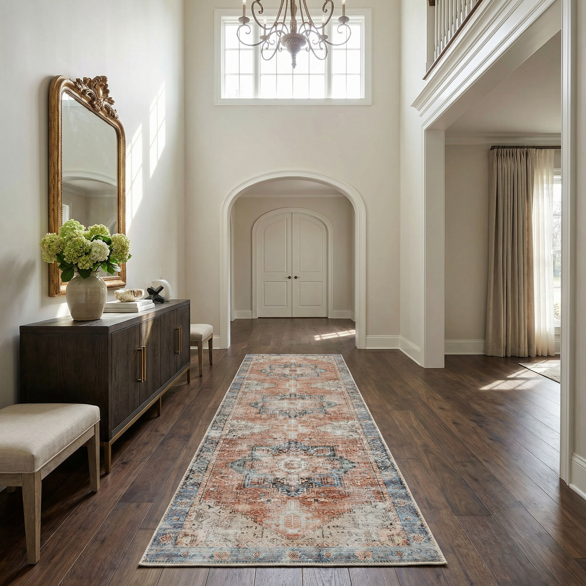 Brix Vintage Area Rug  Washable Chenille-Polyester, Pet-Friendly