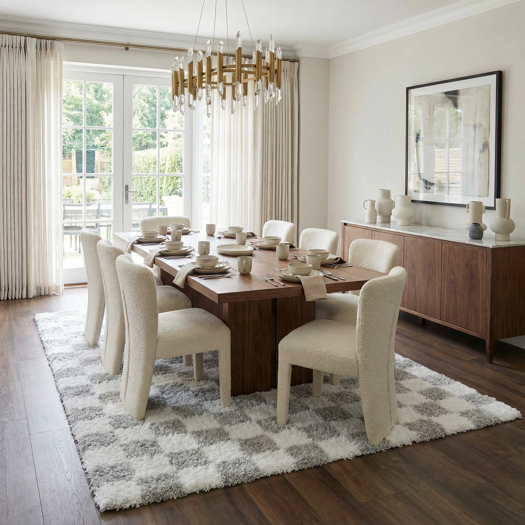 Bristol Area Rug  Gray Checkered  Plush Pile, Contemporary Style