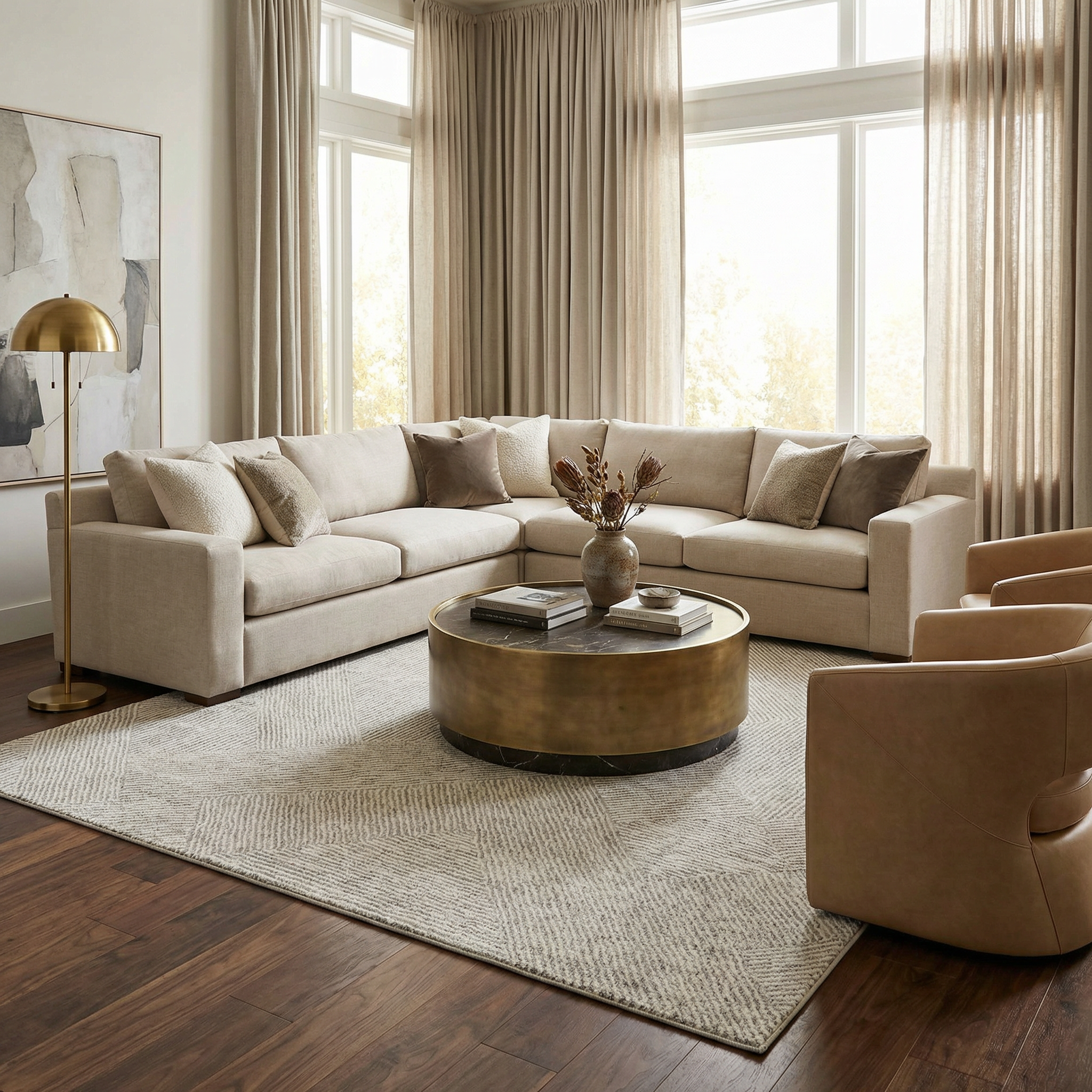 Haven Area Rug  High Pile  Machine Woven  Cream/Gray