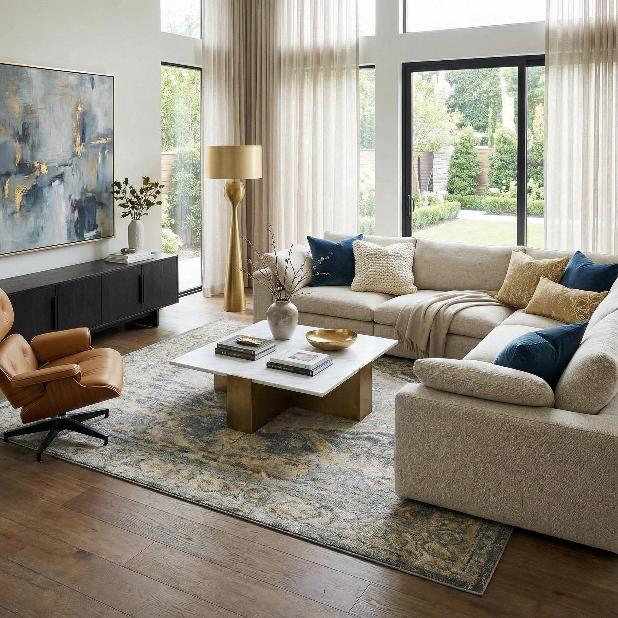 Belo Blue Luxe Rug  High Pile, Machine Woven