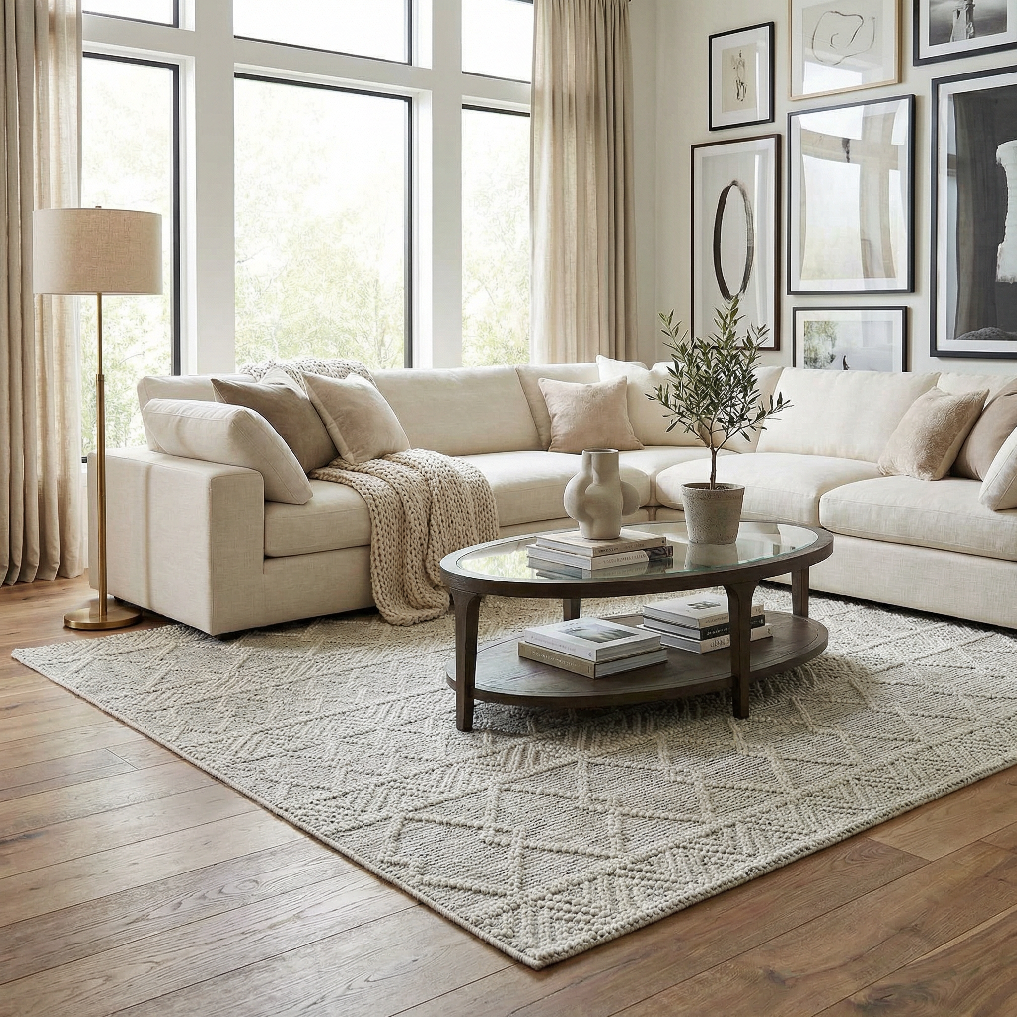 Brixon Area Rug  Hand Woven  100% Wool, Transitional Style