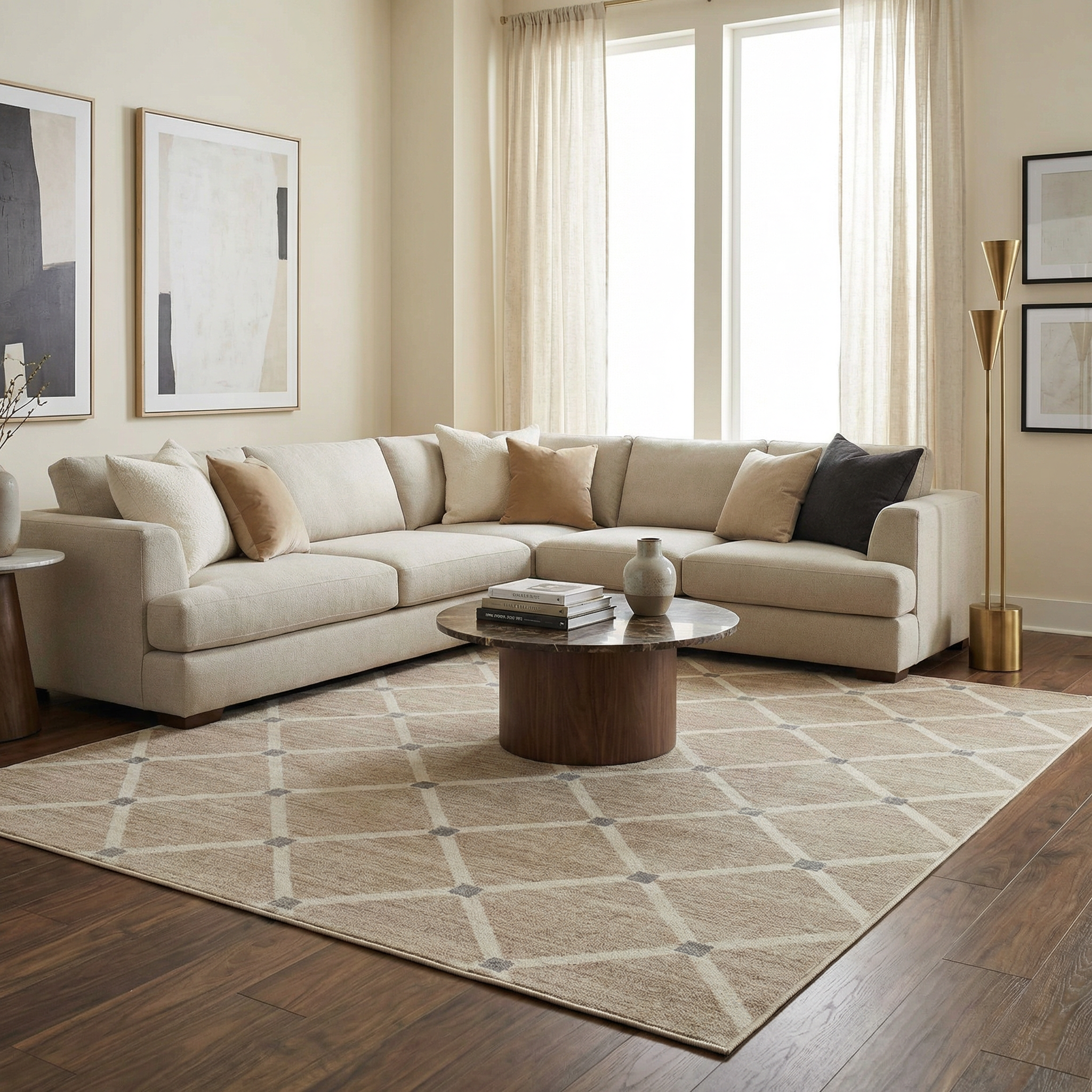 Alpina Area Rug Hand Woven Wool Machine Washable Low Pile