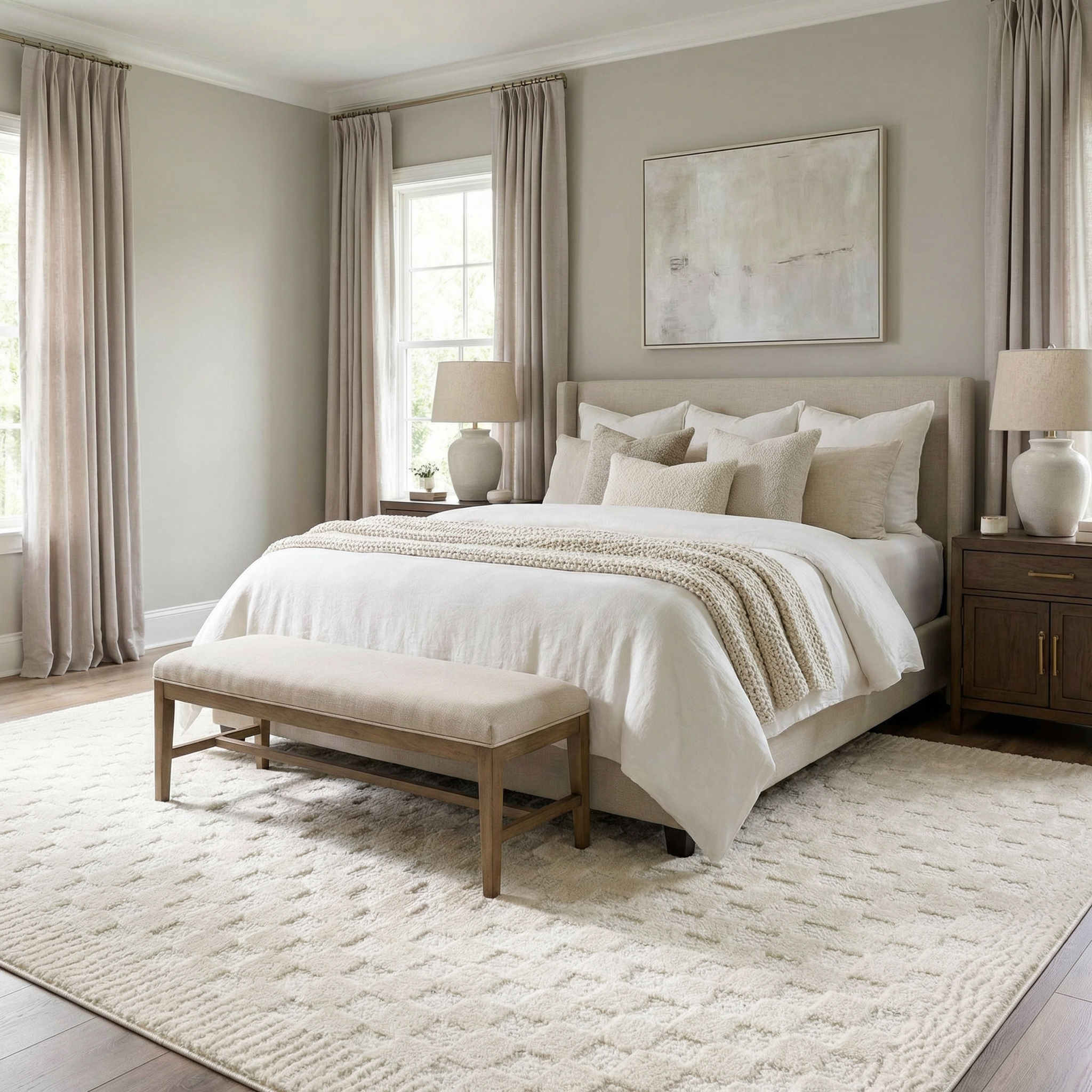 Luna Checkered Area Rug  High Pile  100% Polyester