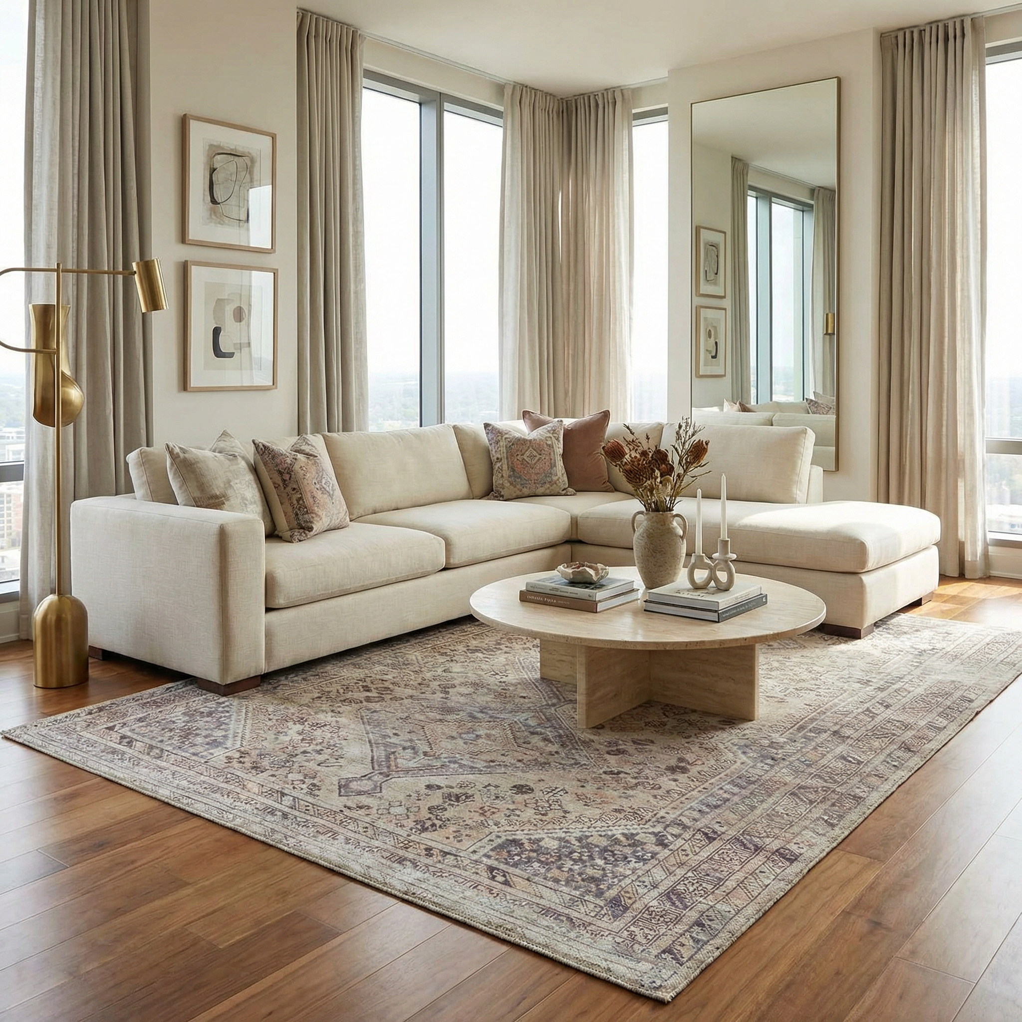 Bela Tan Area Rug  Machine Washable  Traditional Style