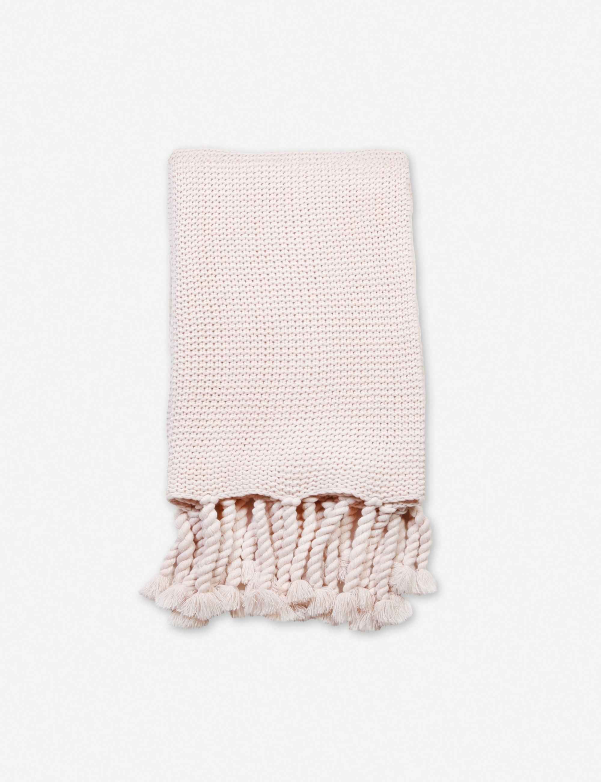 Trestle Knit Throw | Chunky Weave, Braided Tassels