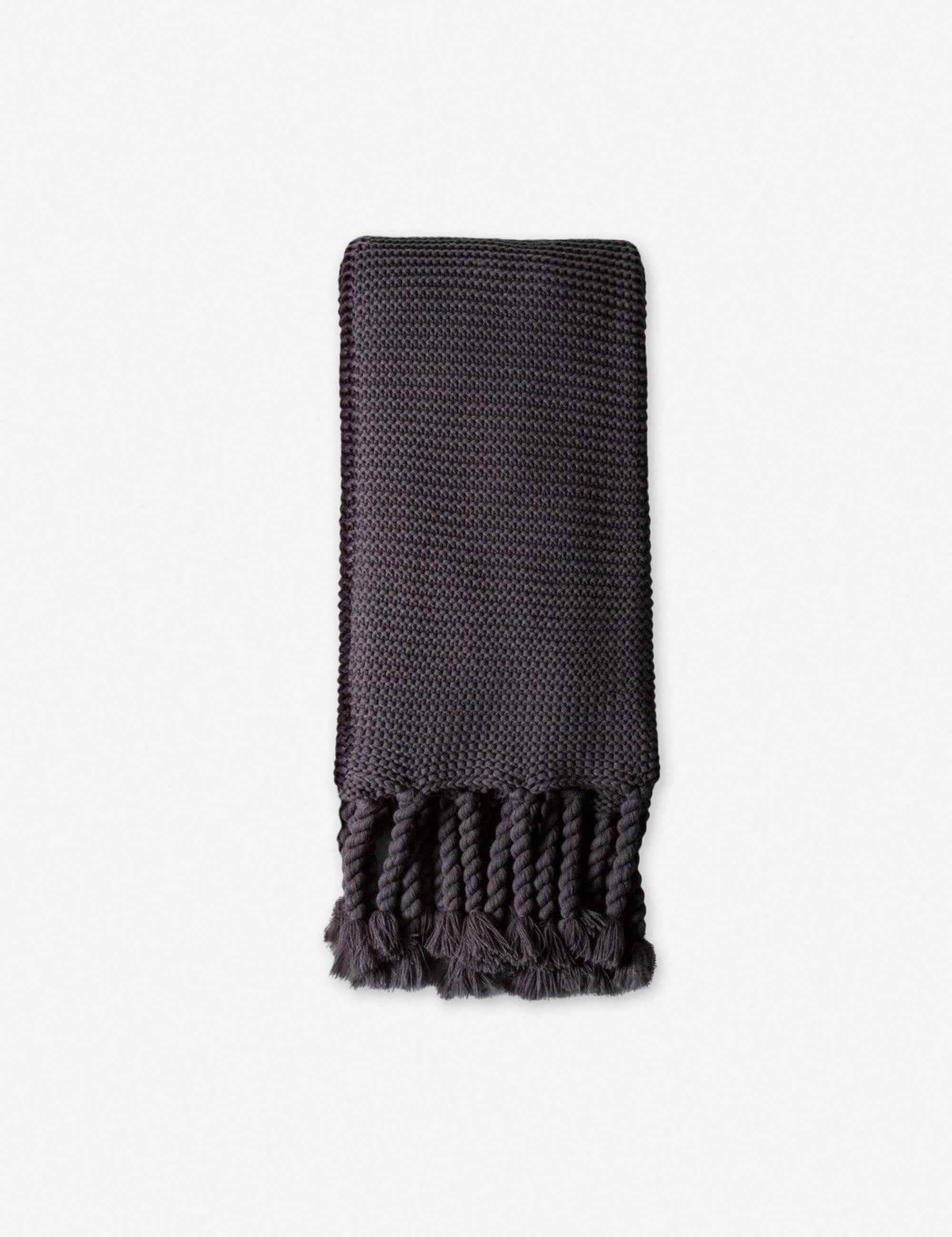Trestle Knit Throw | Chunky Weave, Braided Tassels