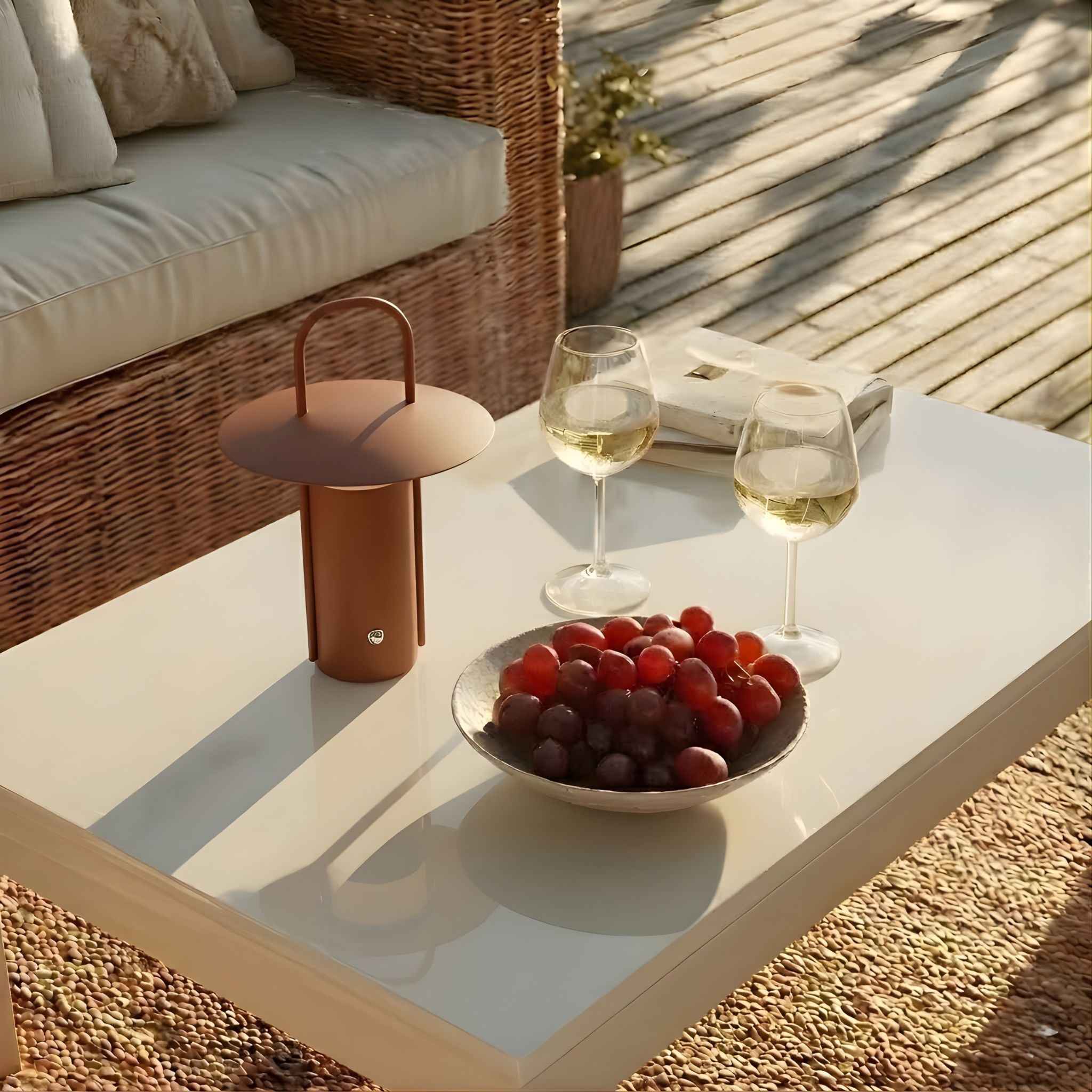 Bela Portable Table Lamp | Wireless & Dimmable, Brown 24 cm