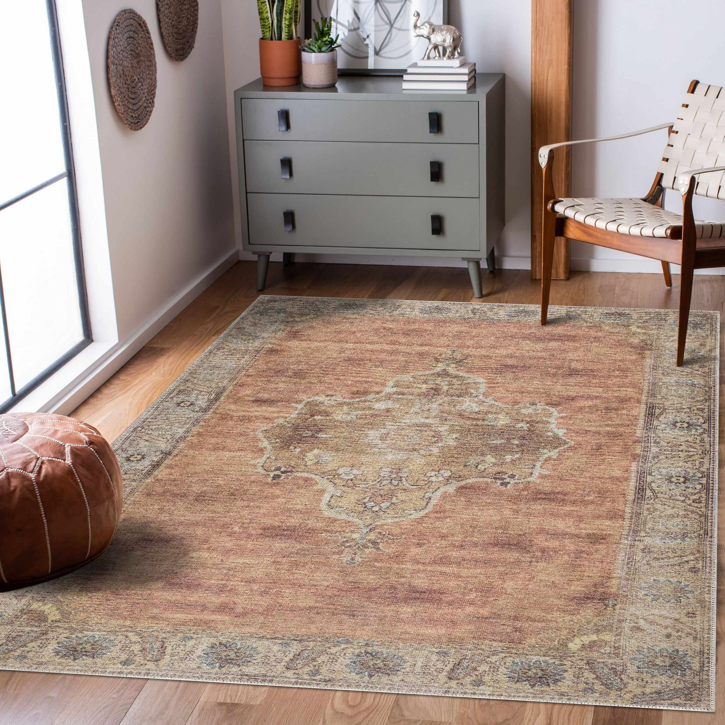 Pavo Washable Area Rug  Machine Woven Chenille-Polyester