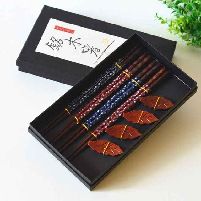 Bento Hashi Oki Set | Handgemaakt Hout, Luxe Eetstokjes & Houders