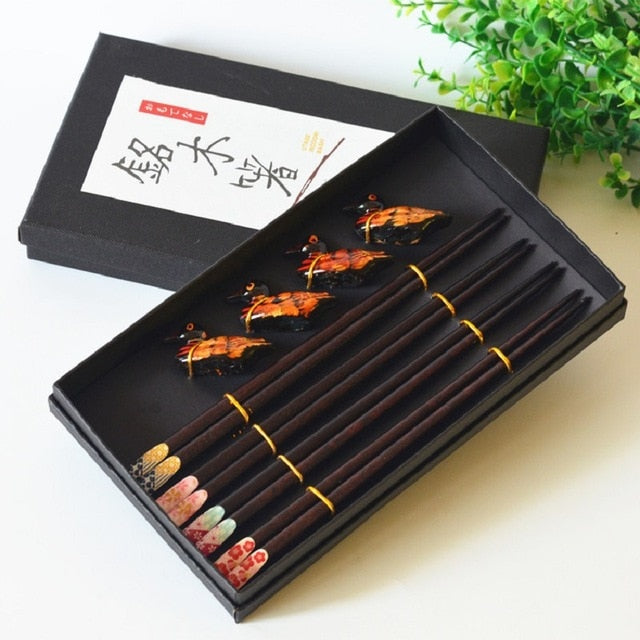 Bento Hashi Oki Set | Handgemaakt Hout, Luxe Eetstokjes & Houders