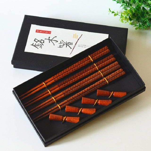 Bento Hashi Oki Set | Handgemaakt Hout, Luxe Eetstokjes & Houders