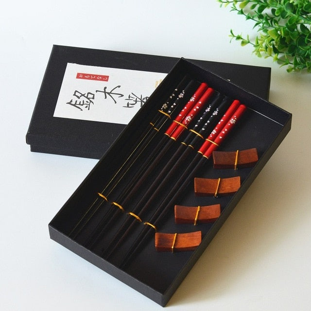 Bento Hashi Oki Set | Handgemaakt Hout, Luxe Eetstokjes & Houders