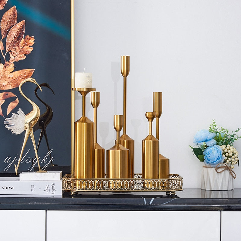Bela Candle Holders | Luxe Gouden Metaal, Verschillende Maten