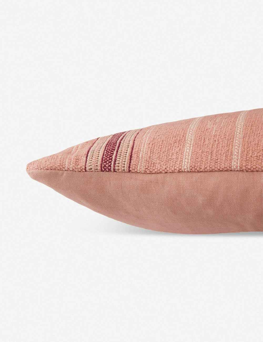 Vireo Long Lumbar Pillow | Woven Cotton, Blush & Cream Design