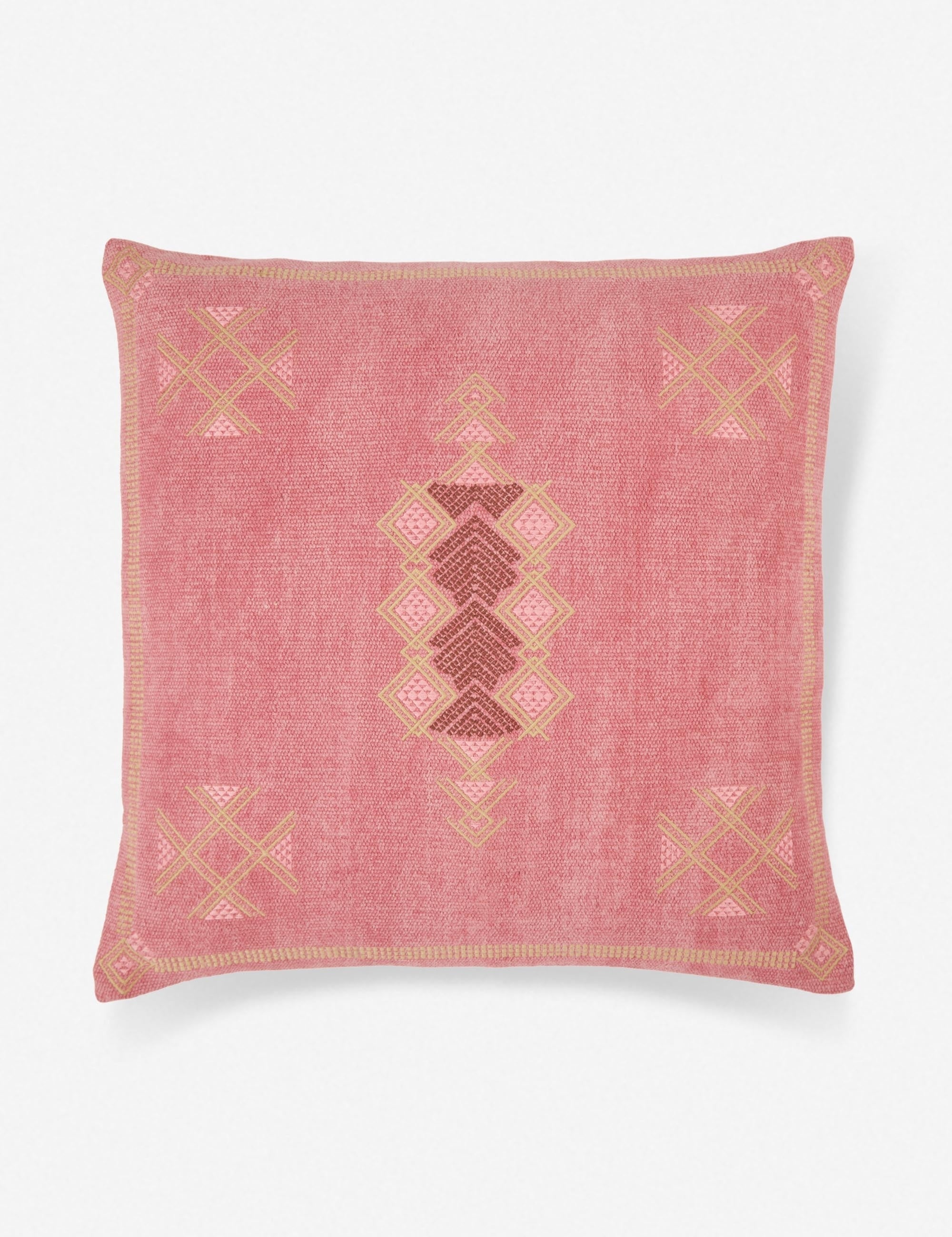 Mira Decorative Pillow | Solid Woven Cotton, Arabesque Pattern