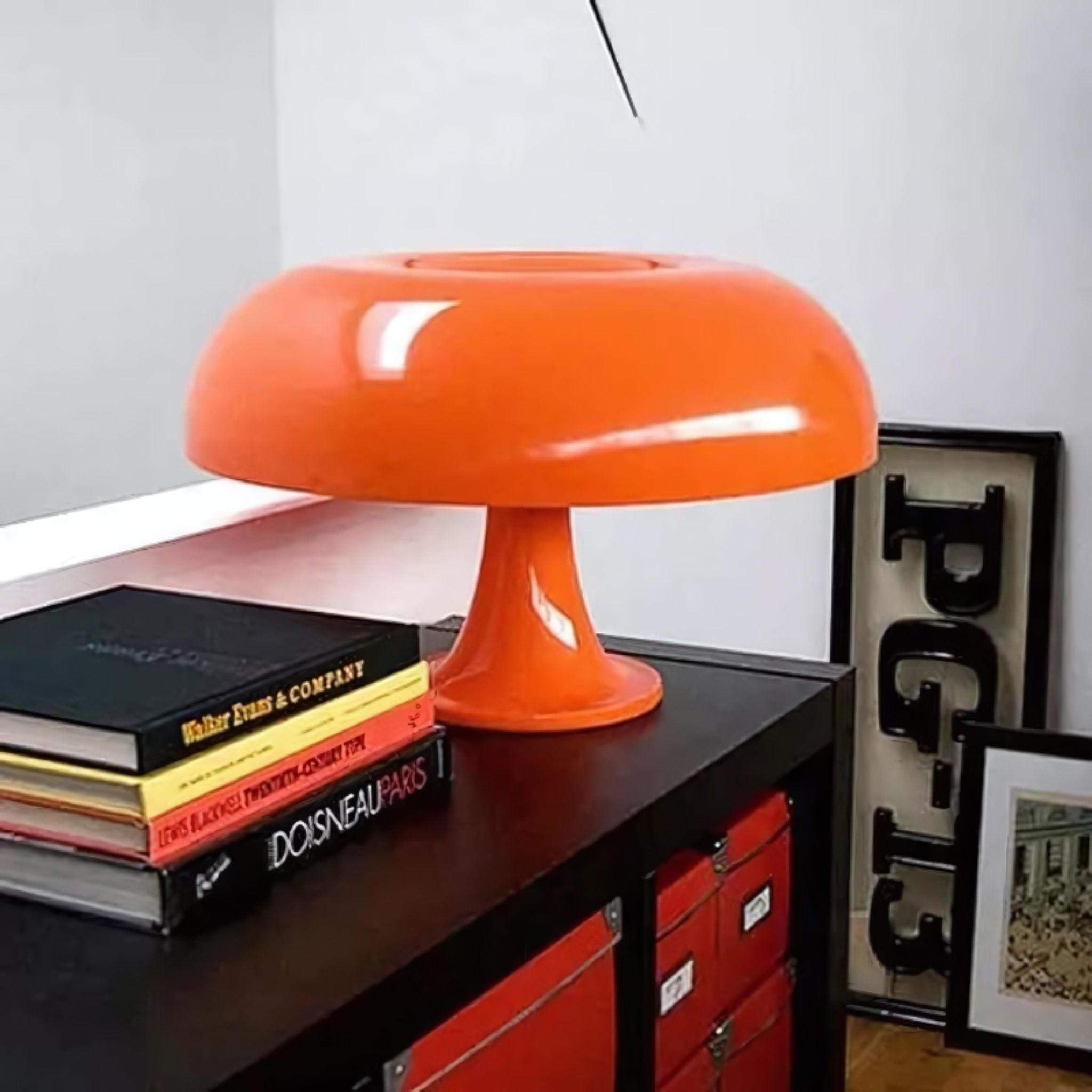 Bela Table Lamp | Retro Bauhaus Design, Glossy Orange Finish