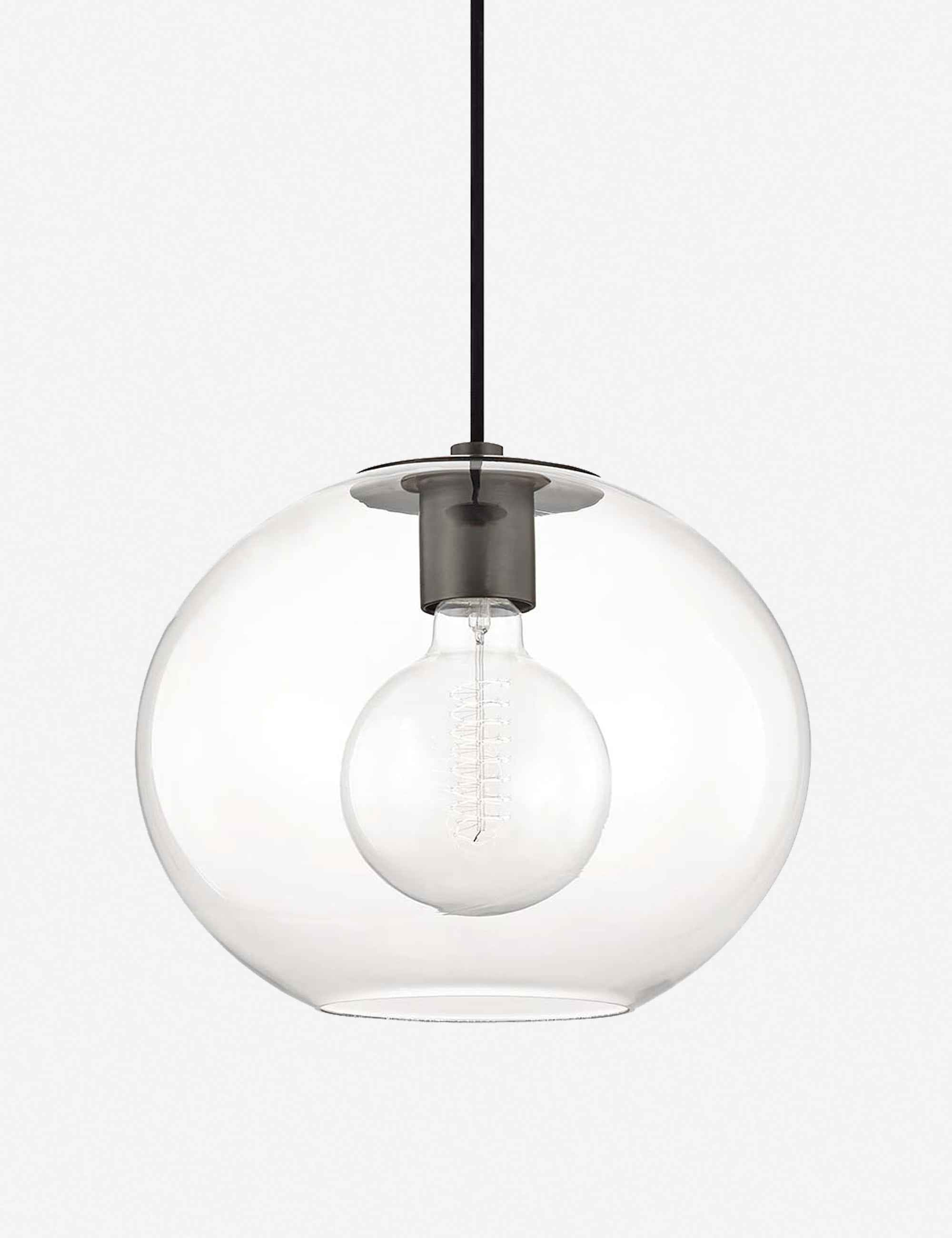 Rivara Pendant Light | Spherical Glass Shade, Antiqued Brass Base
