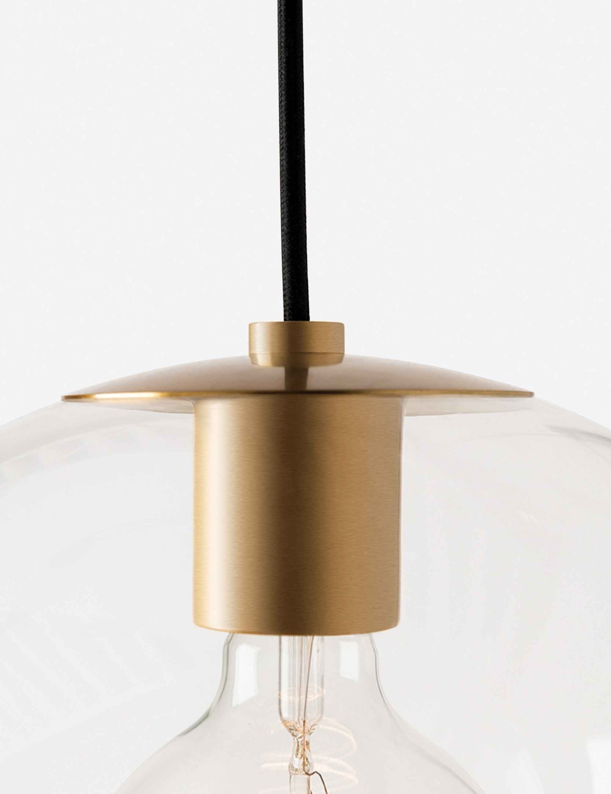 Rivara Pendant Light | Spherical Glass Shade, Antiqued Brass Base