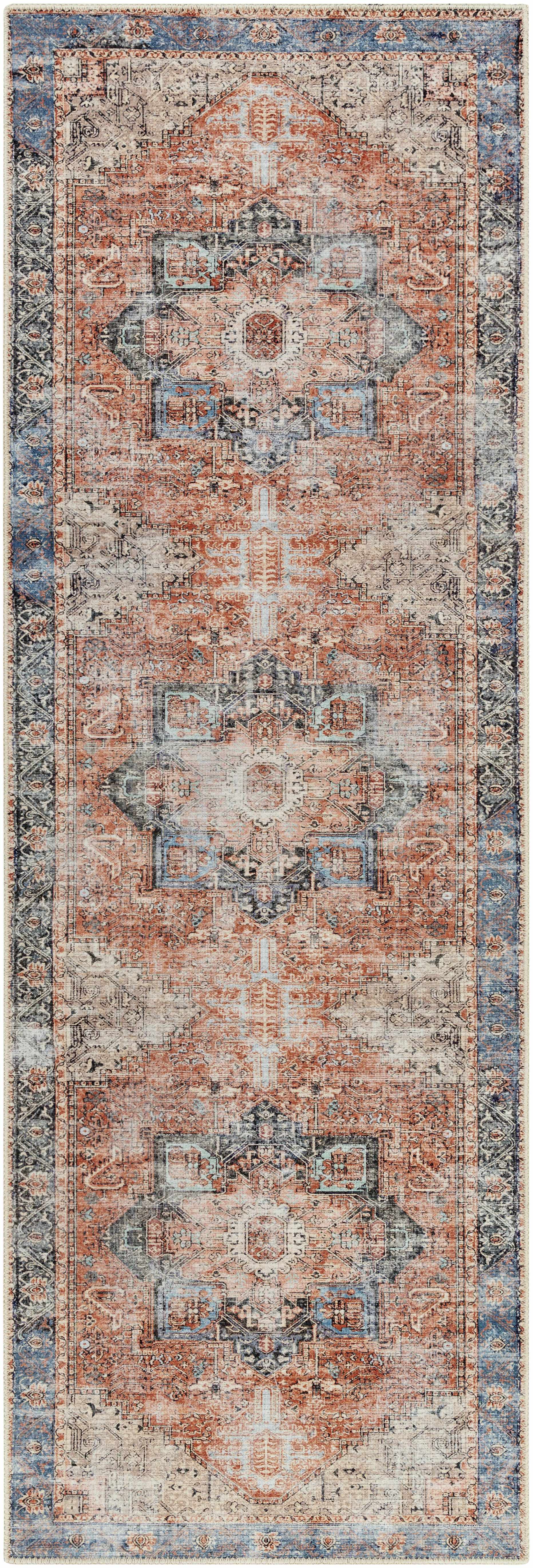 Brix Vintage Area Rug  Washable Chenille-Polyester, Pet-Friendly