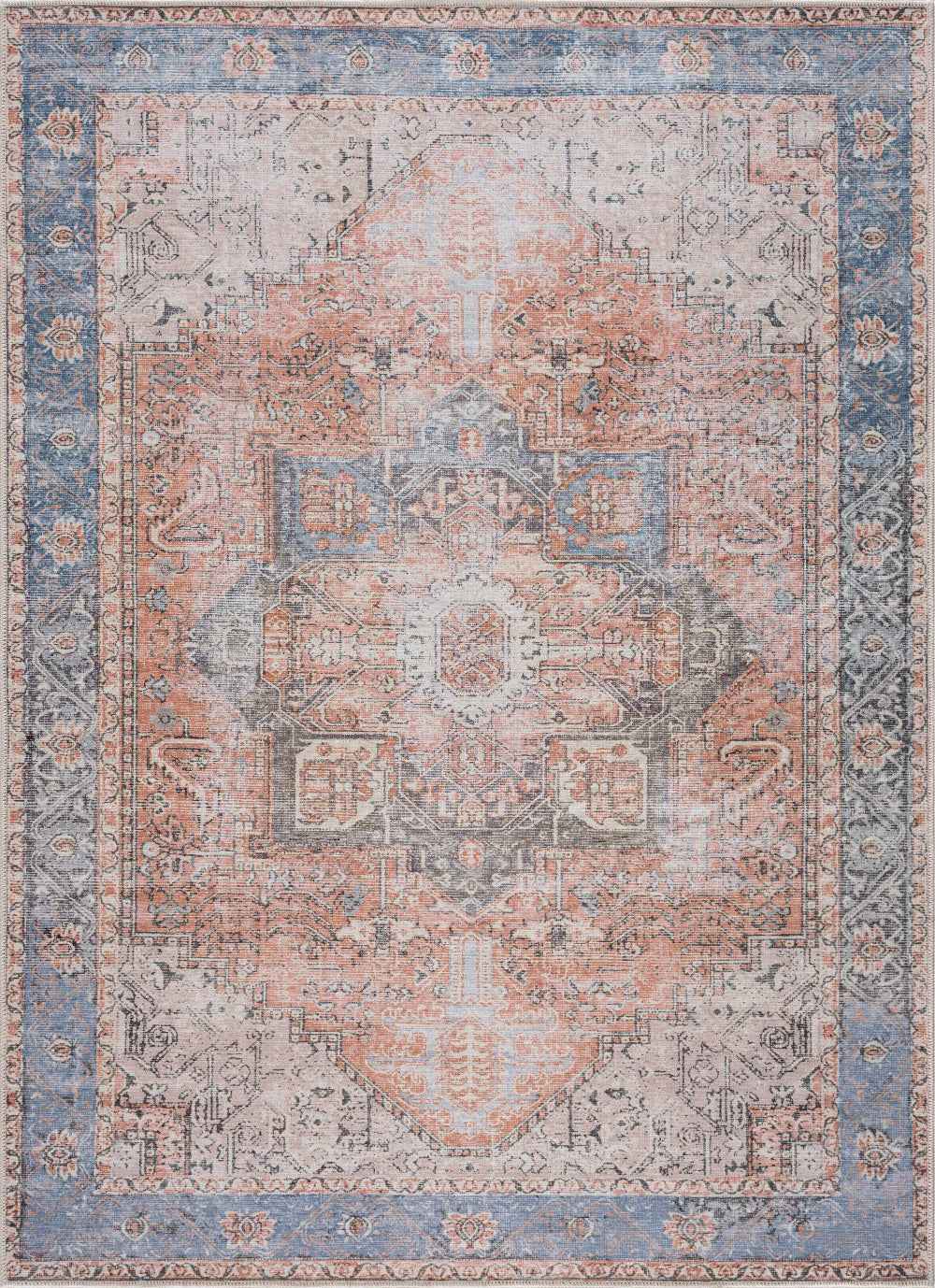 Brix Vintage Area Rug  Washable Chenille-Polyester, Pet-Friendly