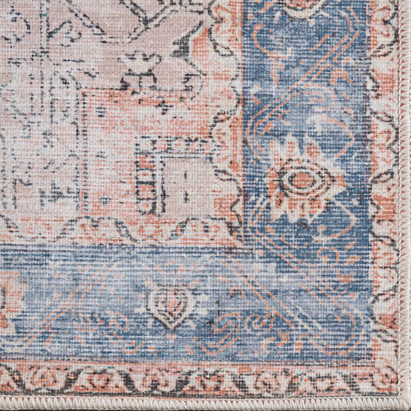 Brix Vintage Area Rug  Washable Chenille-Polyester, Pet-Friendly