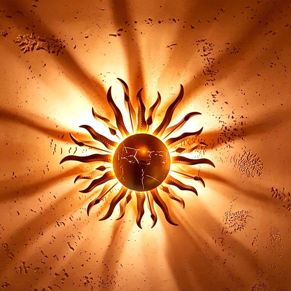 Bello Diator XL Wall & Ceiling Light | Hand-Forged Rust & Gold Design