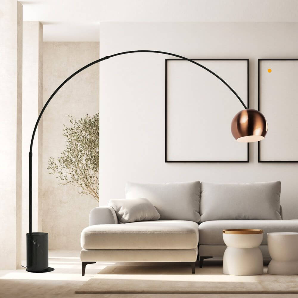 Bello Arc Lamp | Marble Base, Adjustable Metal Shade