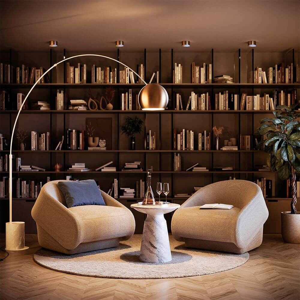Bello Arc Lamp | Marble Base, Adjustable Metal Shade