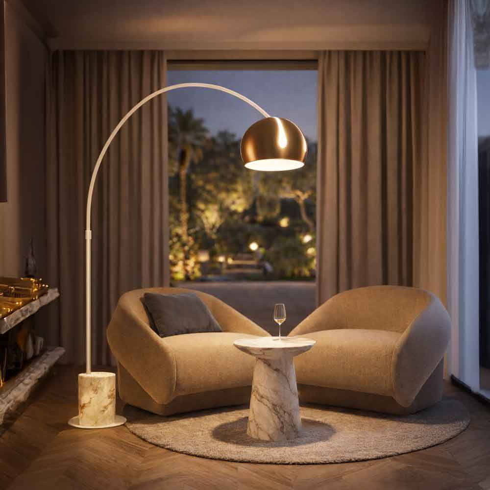 Bello Arc Lamp | Marble Base, Adjustable Metal Shade